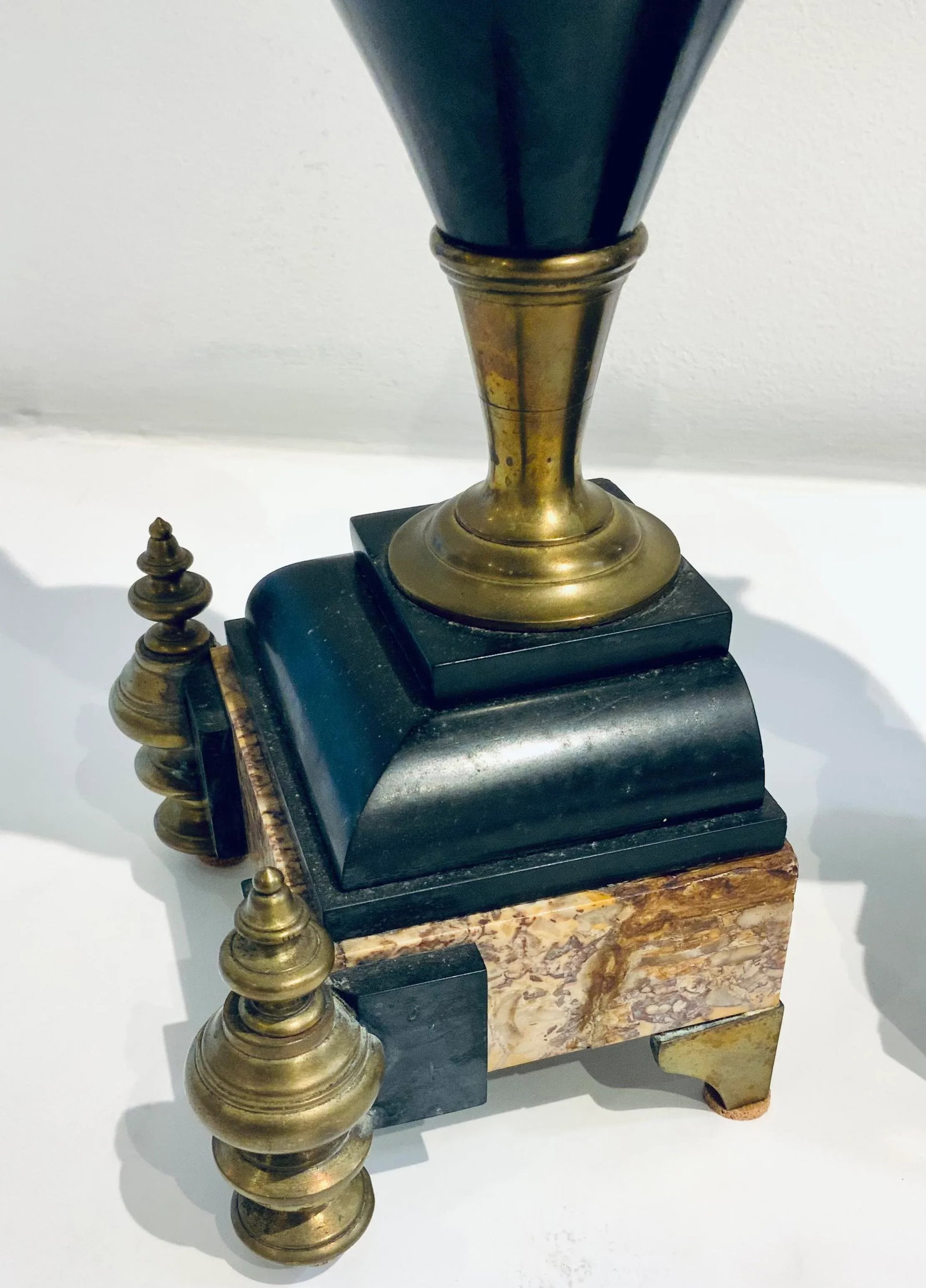 Antique Neoclassical Marble and Bronze Mantle Urns Pair - 2