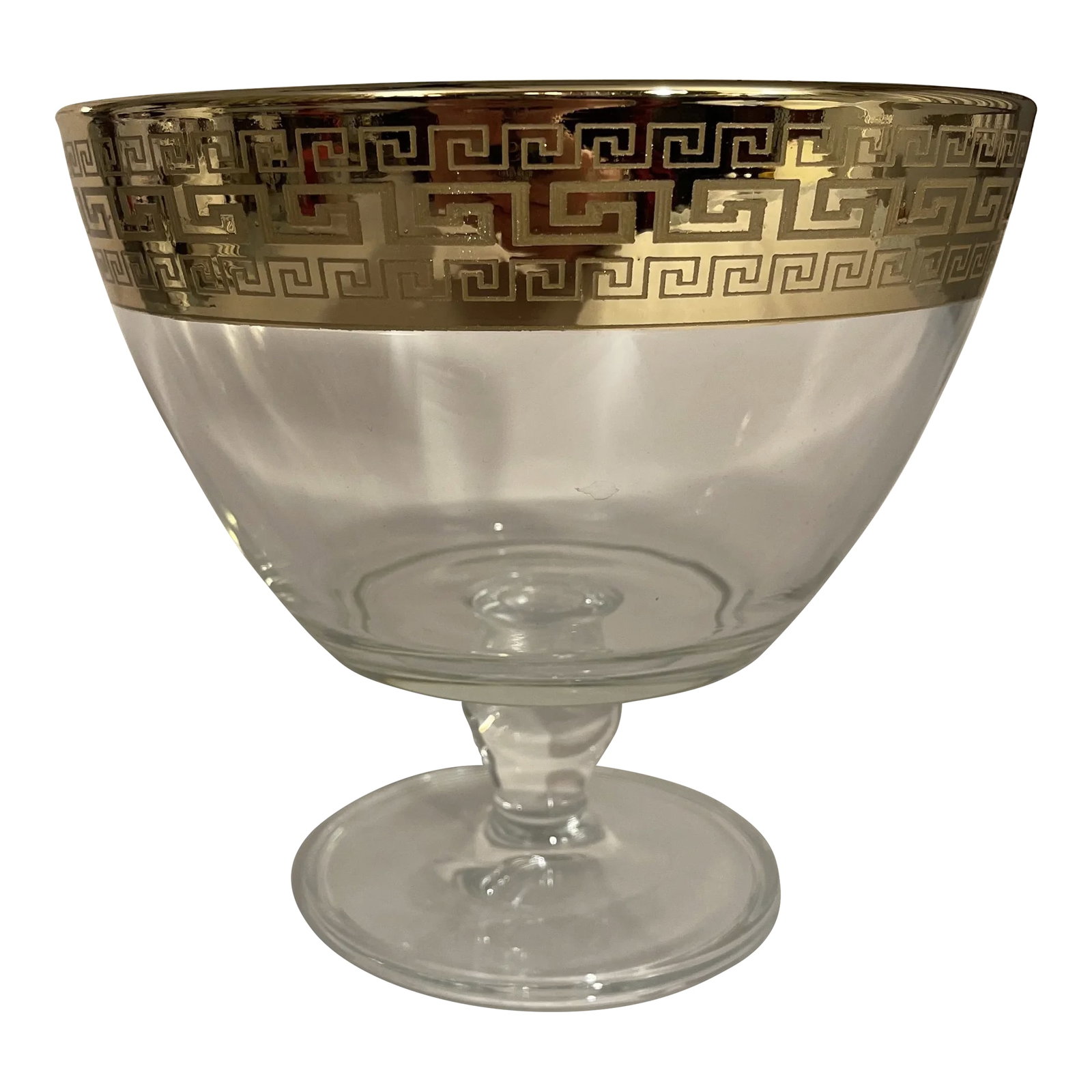 Gold Rim Greek Key Footed Center Bowl (1 of 4)