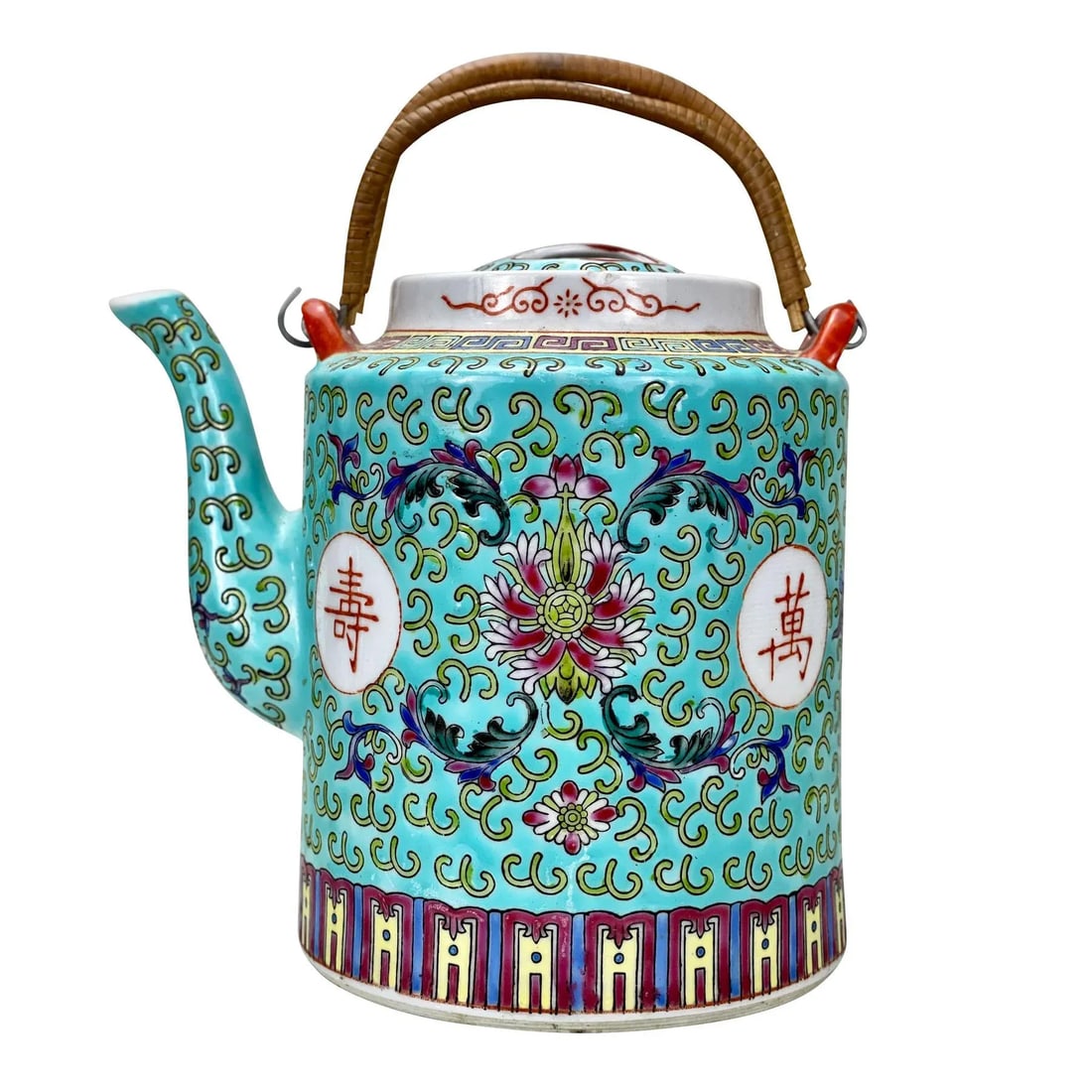 Vintage Chinese Porcelain Famille Verde Enamel Floral Motif Teapot - 11