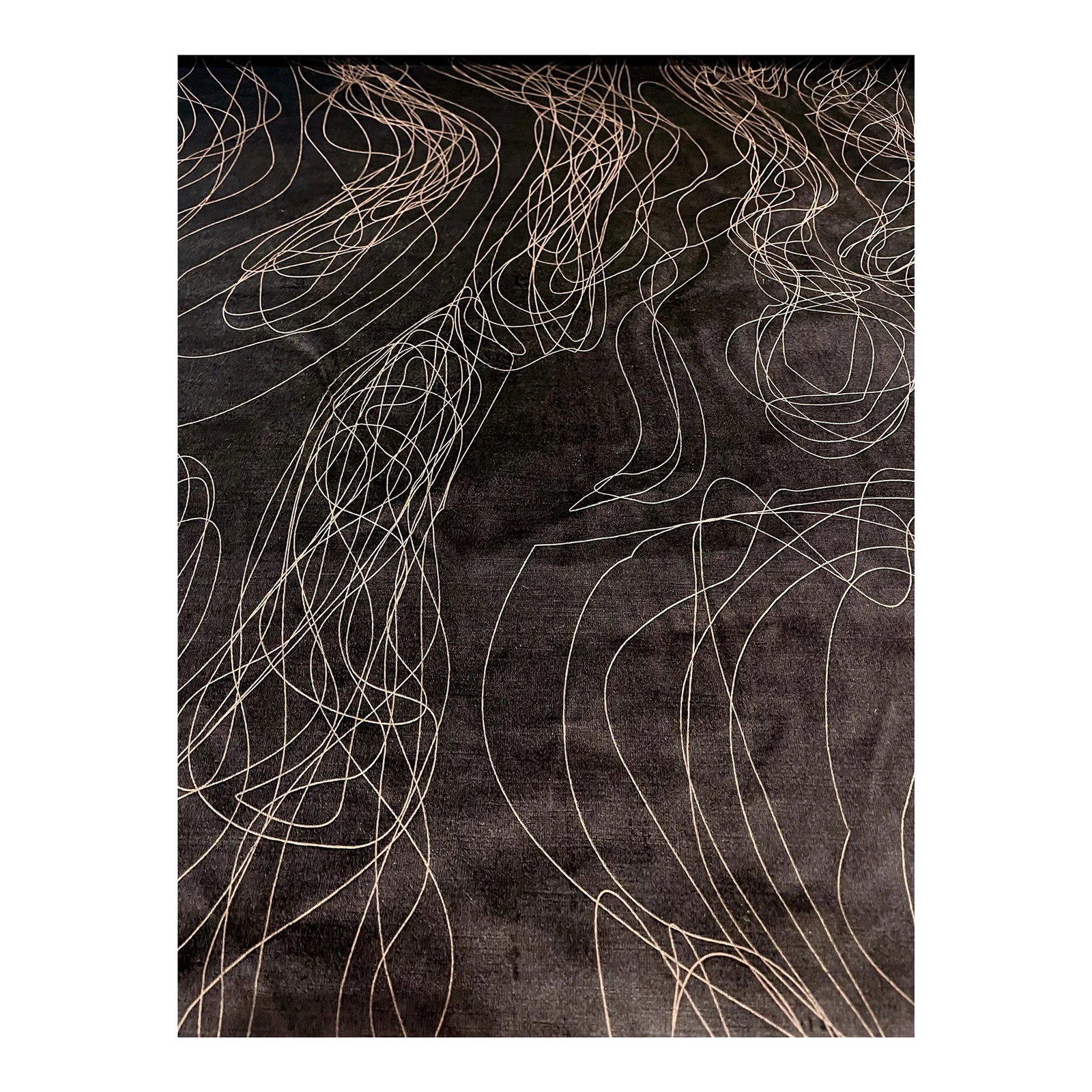 Caracole Modern Abstract Black Velvet and Taupe Designer Fabric 8296-91cc - 14.5 Yards (1 of 5)