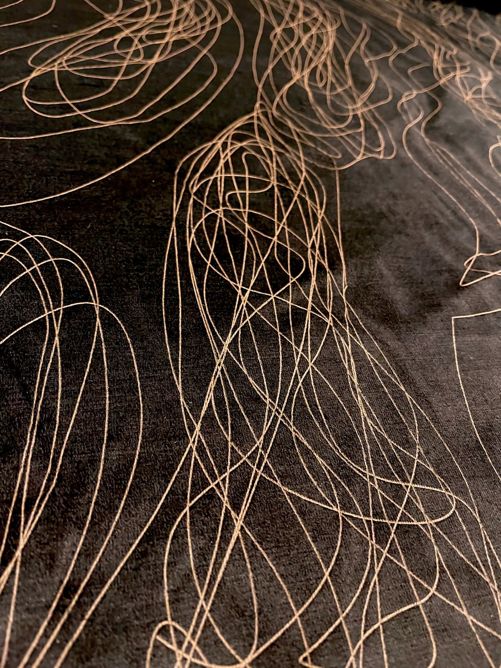 Caracole Modern Abstract Black Velvet and Taupe Designer Fabric 8296-91cc - 14.5 Yards - 2