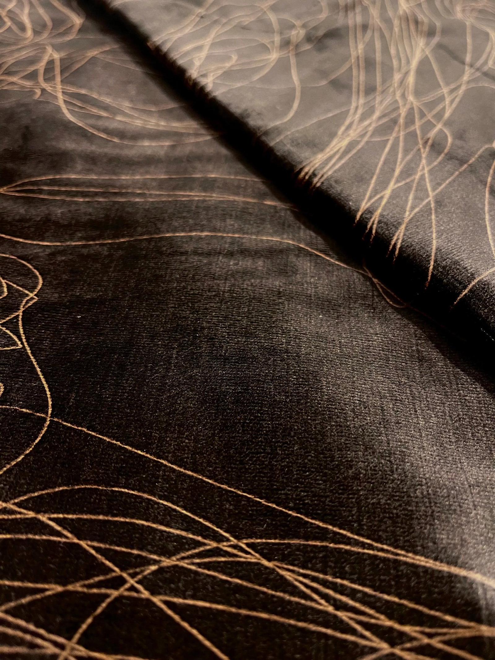 Caracole Modern Abstract Black Velvet and Taupe Designer Fabric 8296-91cc - 14.5 Yards - 4