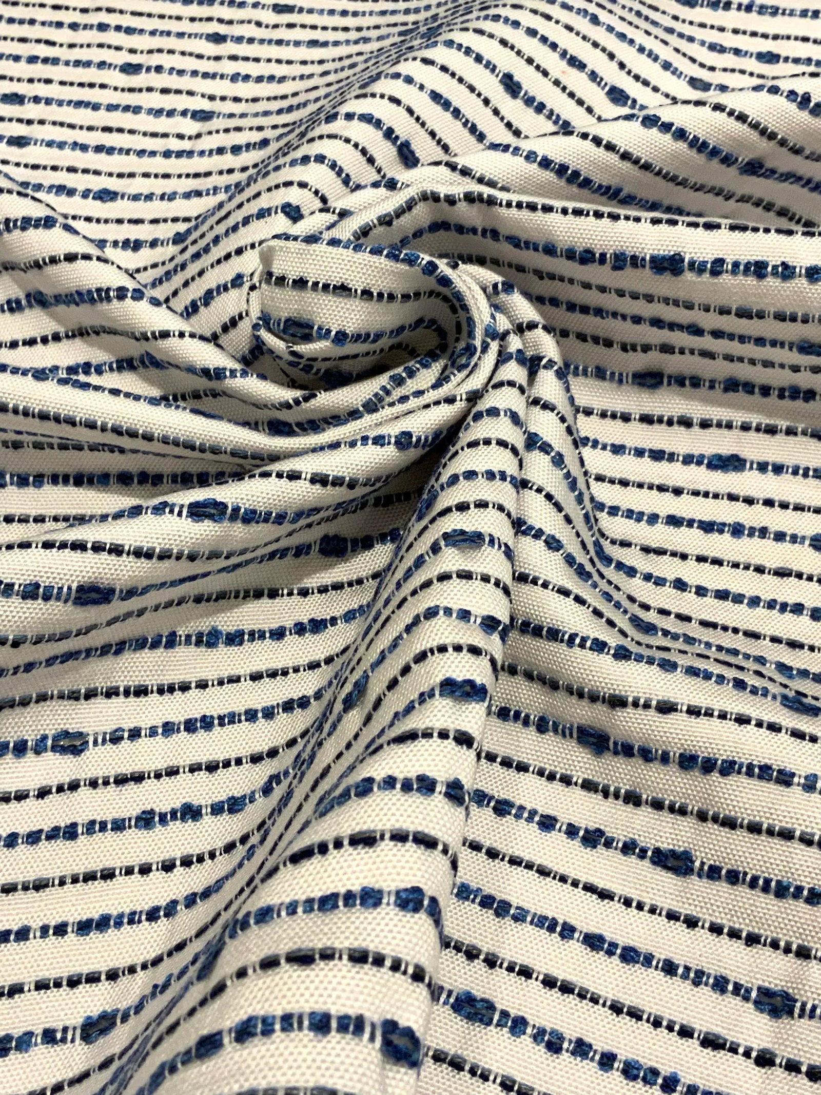 Seth Cabot/Lee Jofa for Kravet Blue and White Slubby Woven 3736.15 Designer Fabric - 9 Yards - 3
