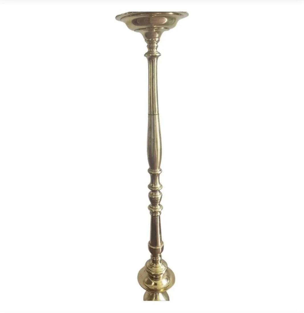 Mid Century Regency Solid Polish Brass Two Light Floor Lamp - 3