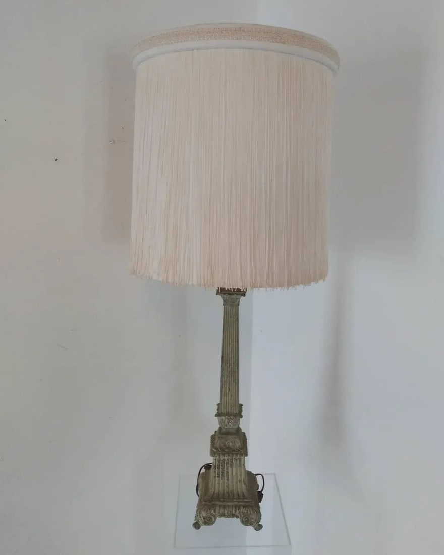 Vintage 1950s French Cast Iron Lamp - 13