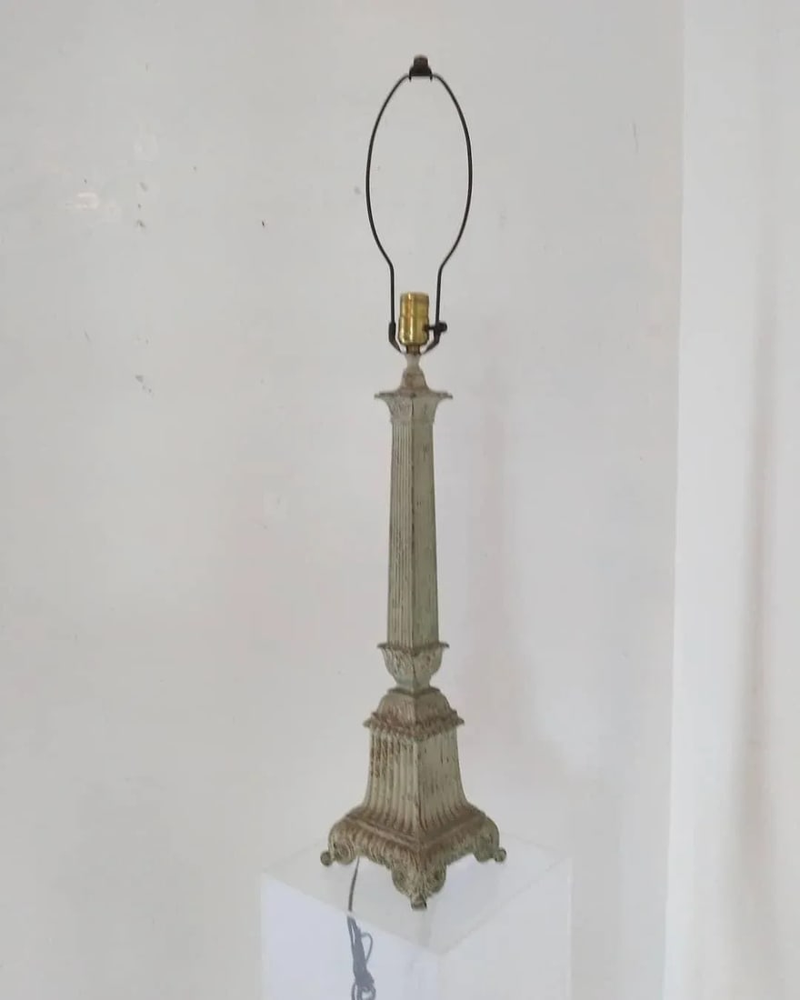Vintage 1950s French Cast Iron Lamp - 2