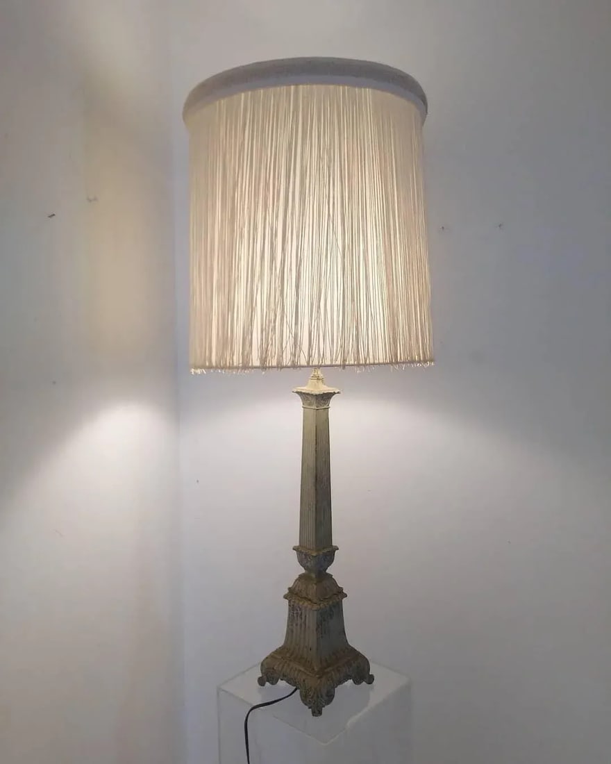 Vintage 1950s French Cast Iron Lamp - 3