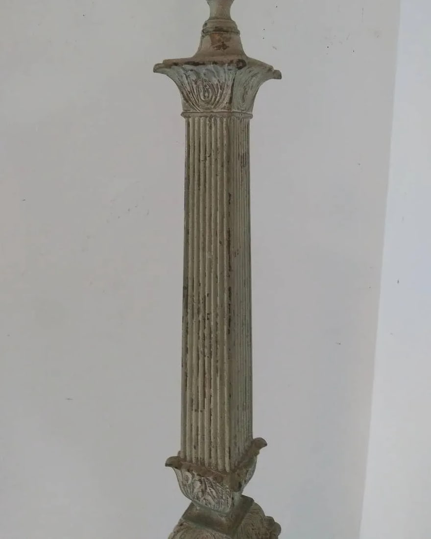 Vintage 1950s French Cast Iron Lamp - 4