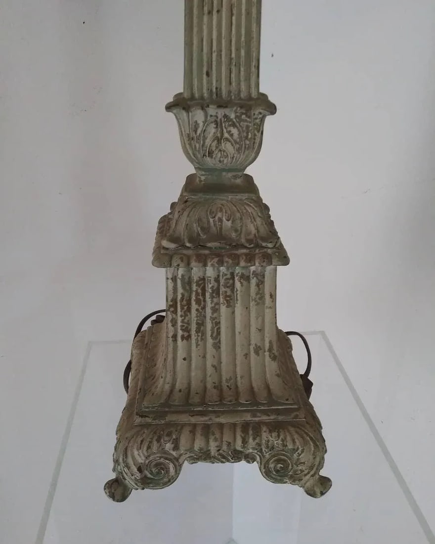 Vintage 1950s French Cast Iron Lamp - 5
