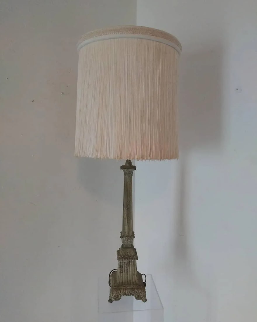 Vintage 1950s French Cast Iron Lamp - 7