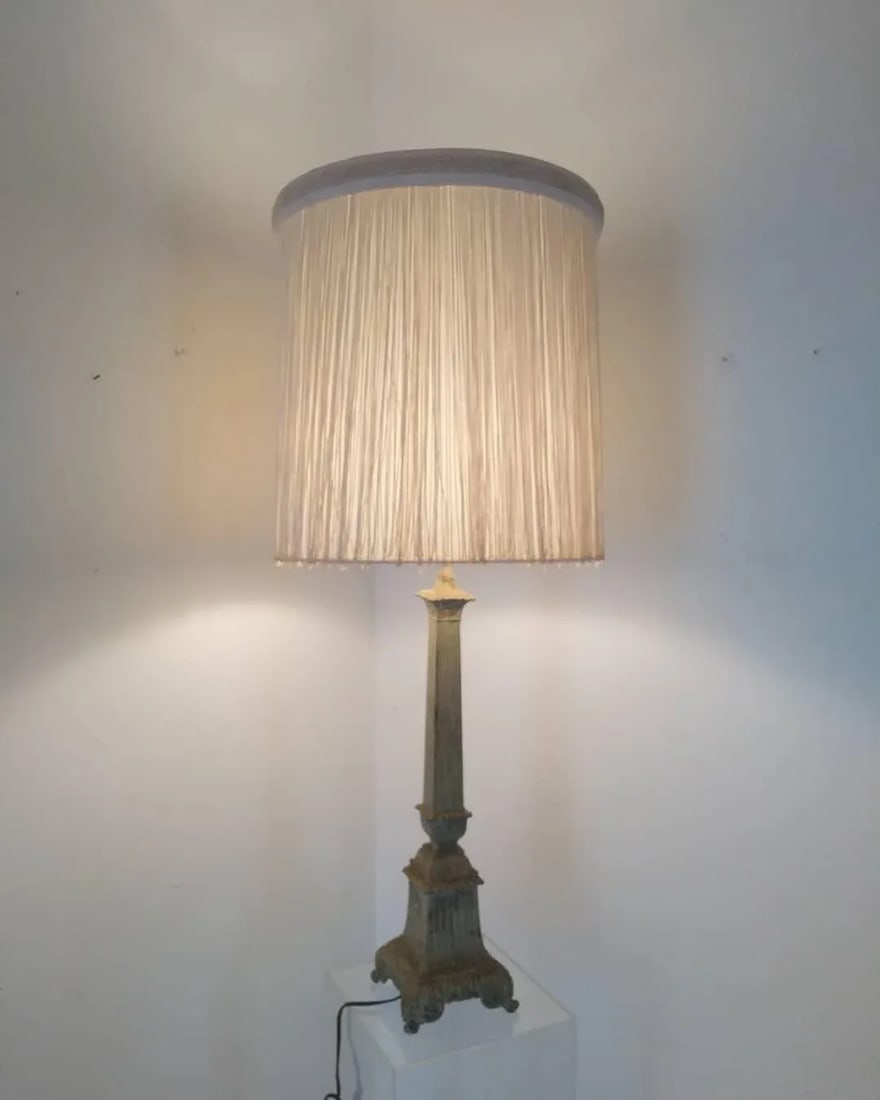 Vintage 1950s French Cast Iron Lamp - 8