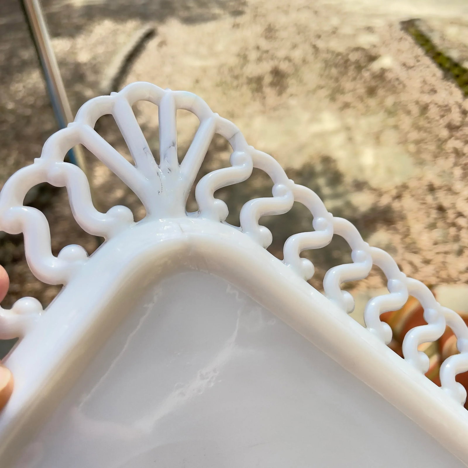 1940s Westmoreland Square Reticulated Milk Glass Plates- Set of 8 - 8