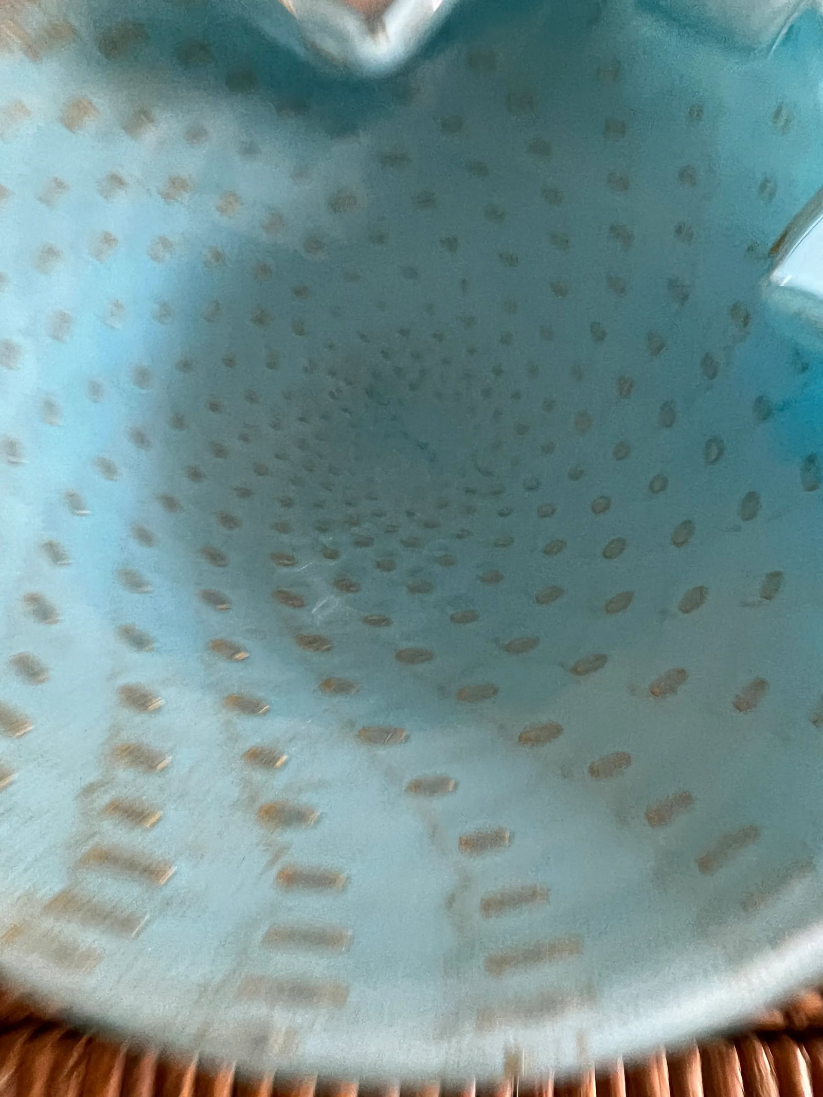 Mid 20th Century Turquoise Alfredo Barbini Murano Attributed Bowl in the Shape of a Shell - 6