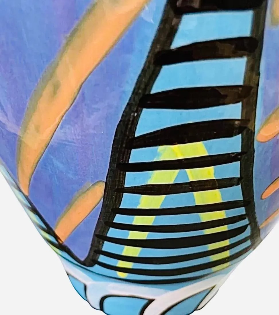 Sale! 1990's Wendy Ide Williams Postmodern Post Modern Memphis Hand Painted Table Floor Art Pottery - 2