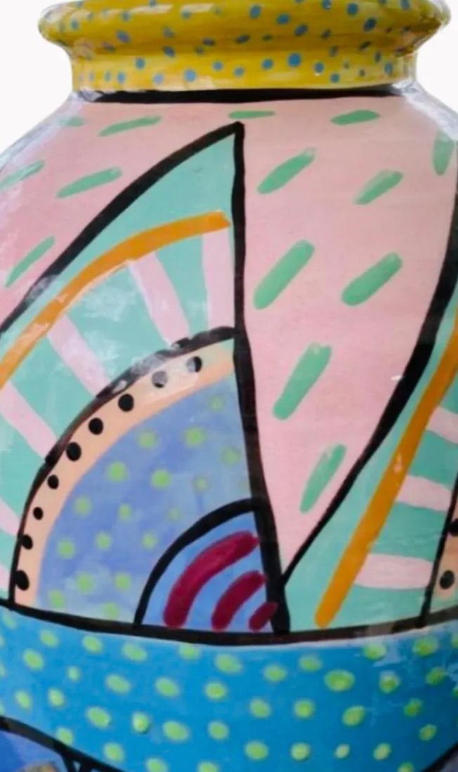 Sale! 1990's Wendy Ide Williams Postmodern Post Modern Memphis Hand Painted Table Floor Art Pottery - 5