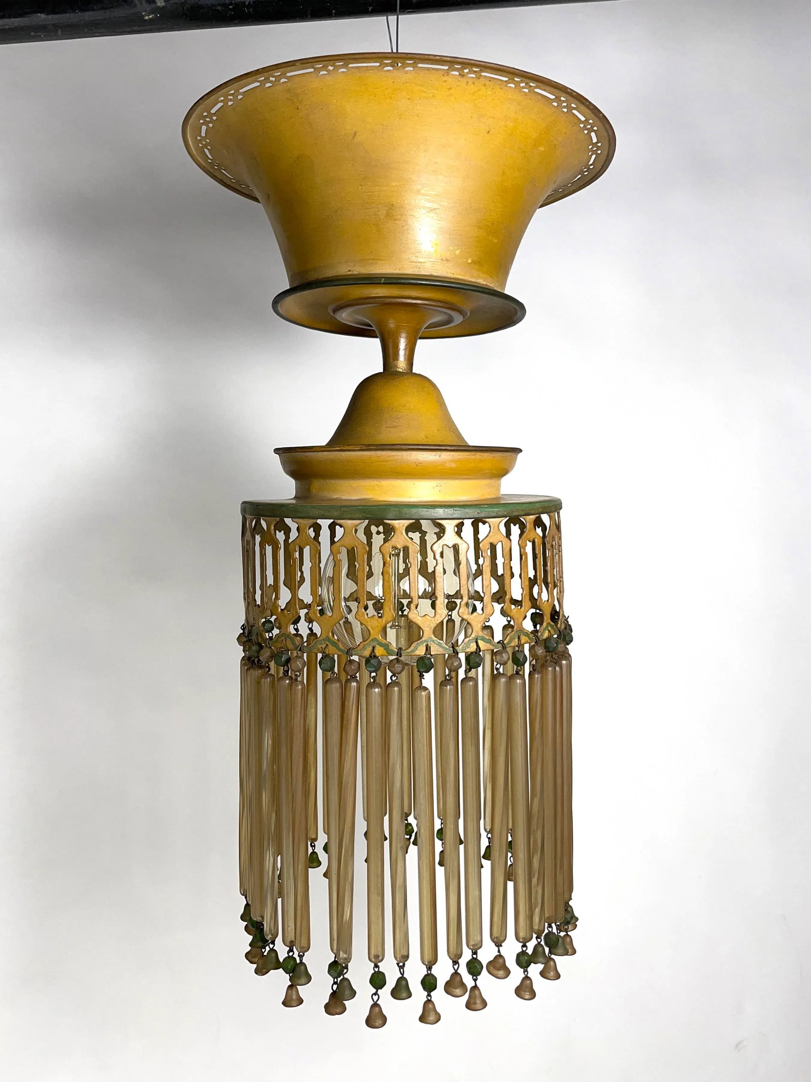 Early 20th Century Moroccan Hand Painted Chandelier With Glass Tassels - 2