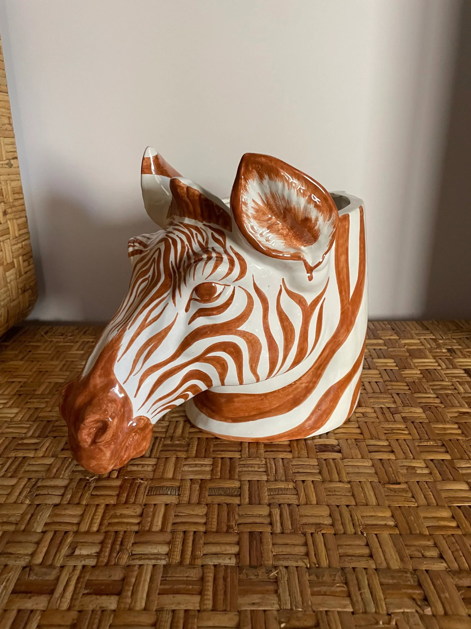 Vintage Italian Ceramic Zebra Planter - 2
