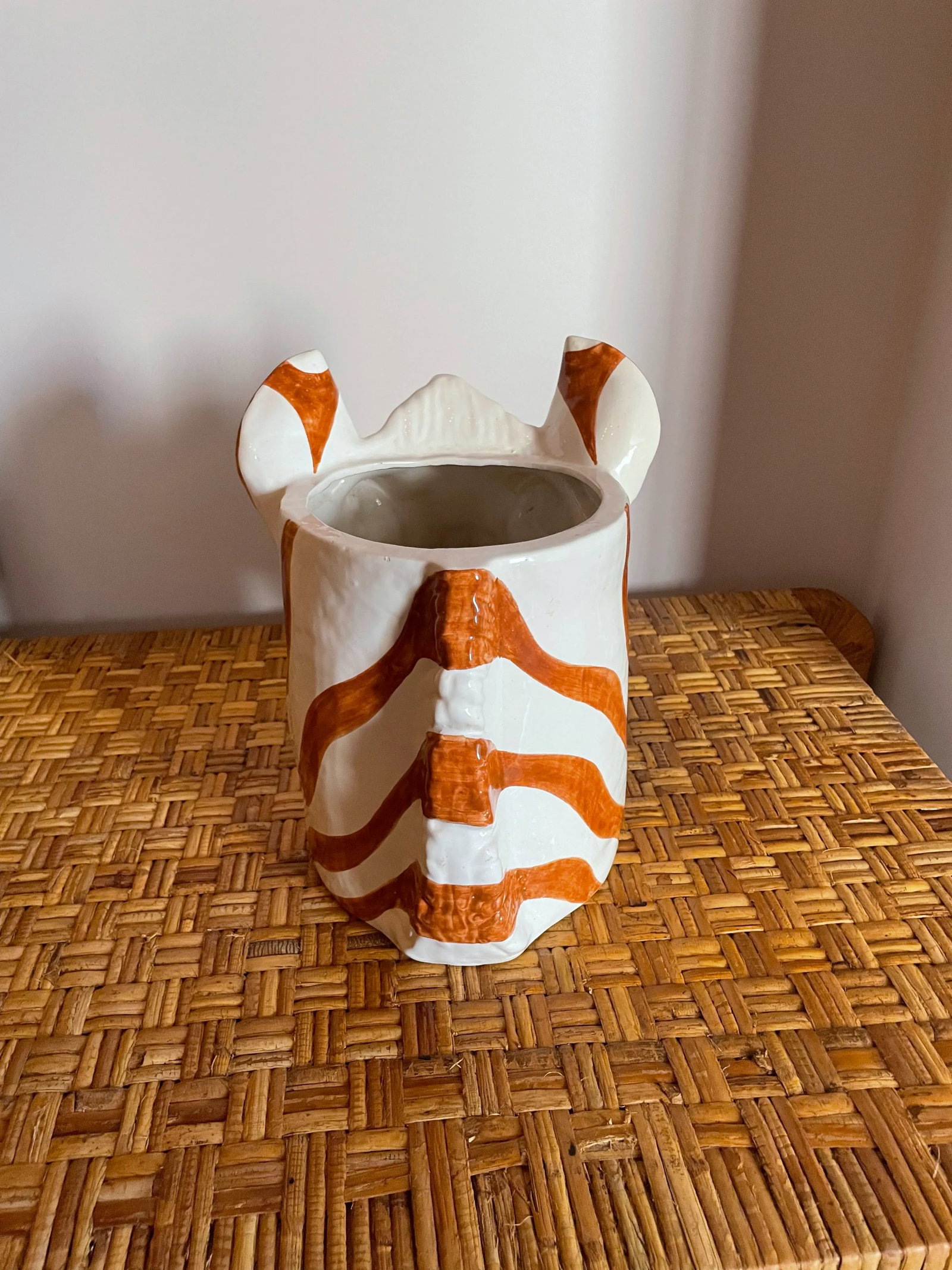 Vintage Italian Ceramic Zebra Planter - 3