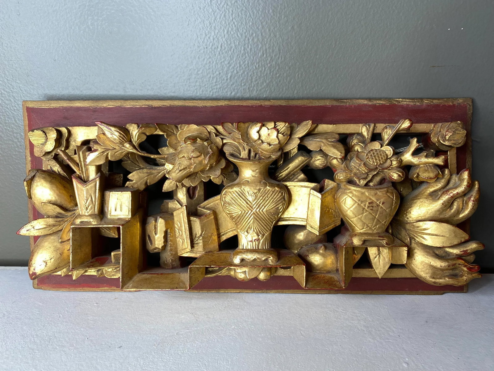 Antique Chinese Carved Gilt Panel - 2