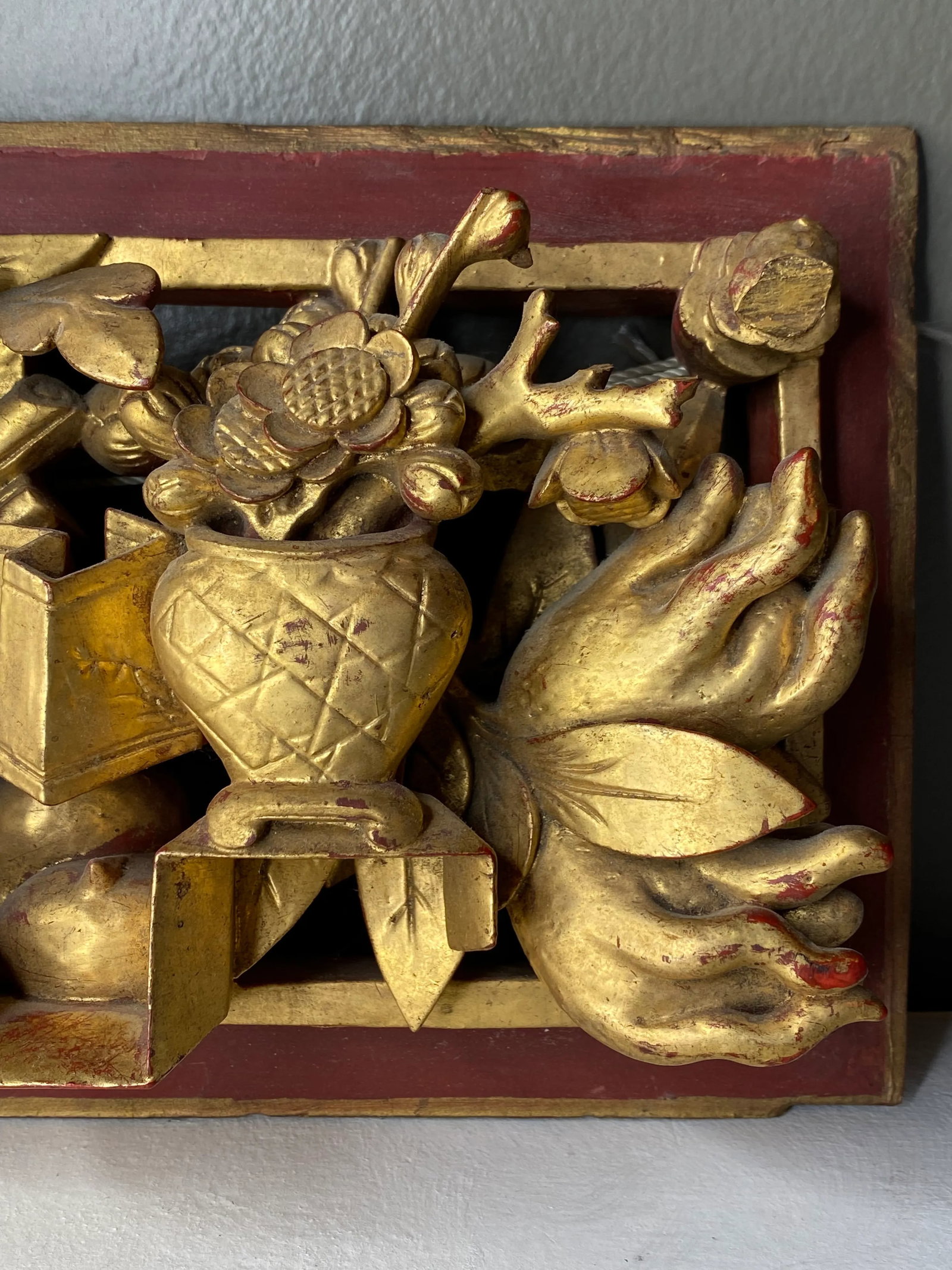 Antique Chinese Carved Gilt Panel - 3