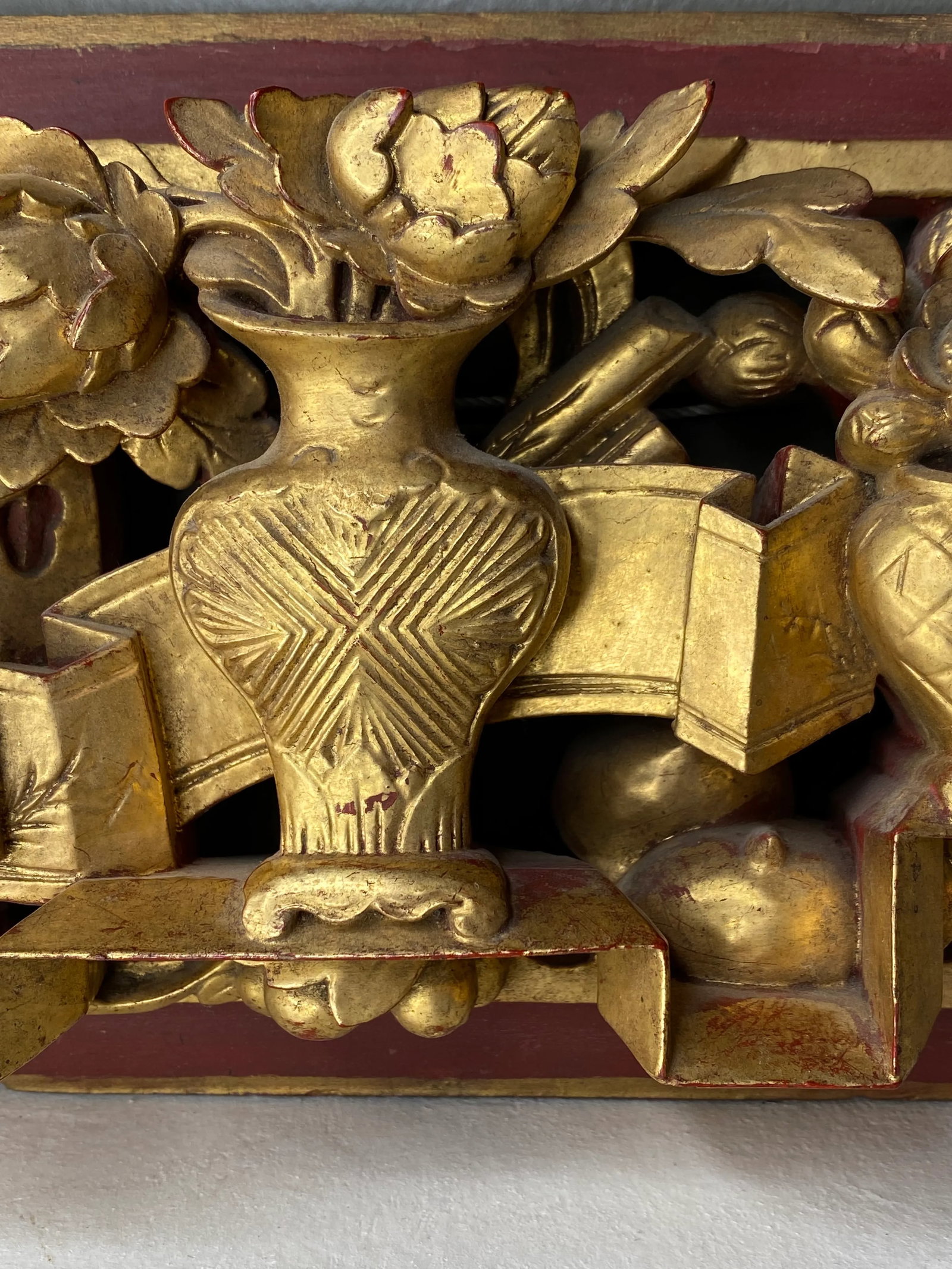 Antique Chinese Carved Gilt Panel - 4