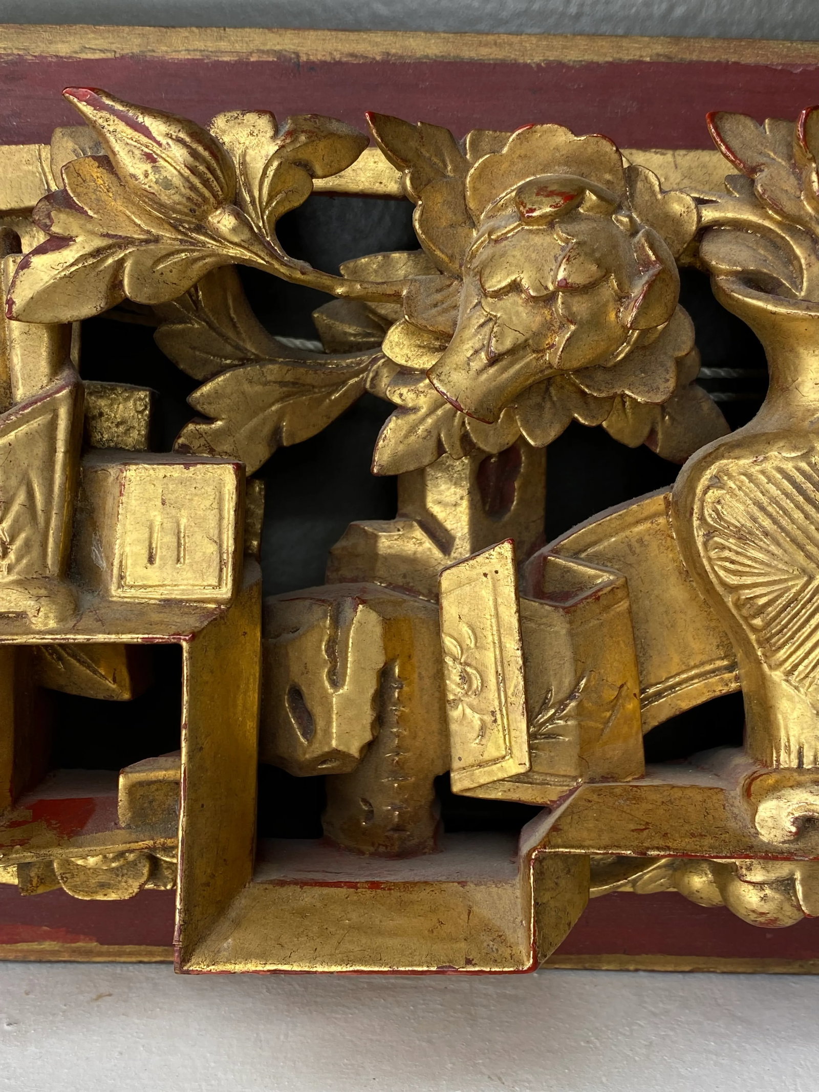 Antique Chinese Carved Gilt Panel - 5