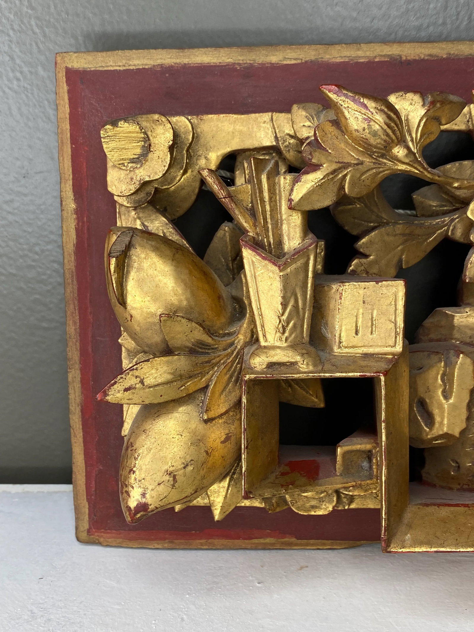 Antique Chinese Carved Gilt Panel - 6