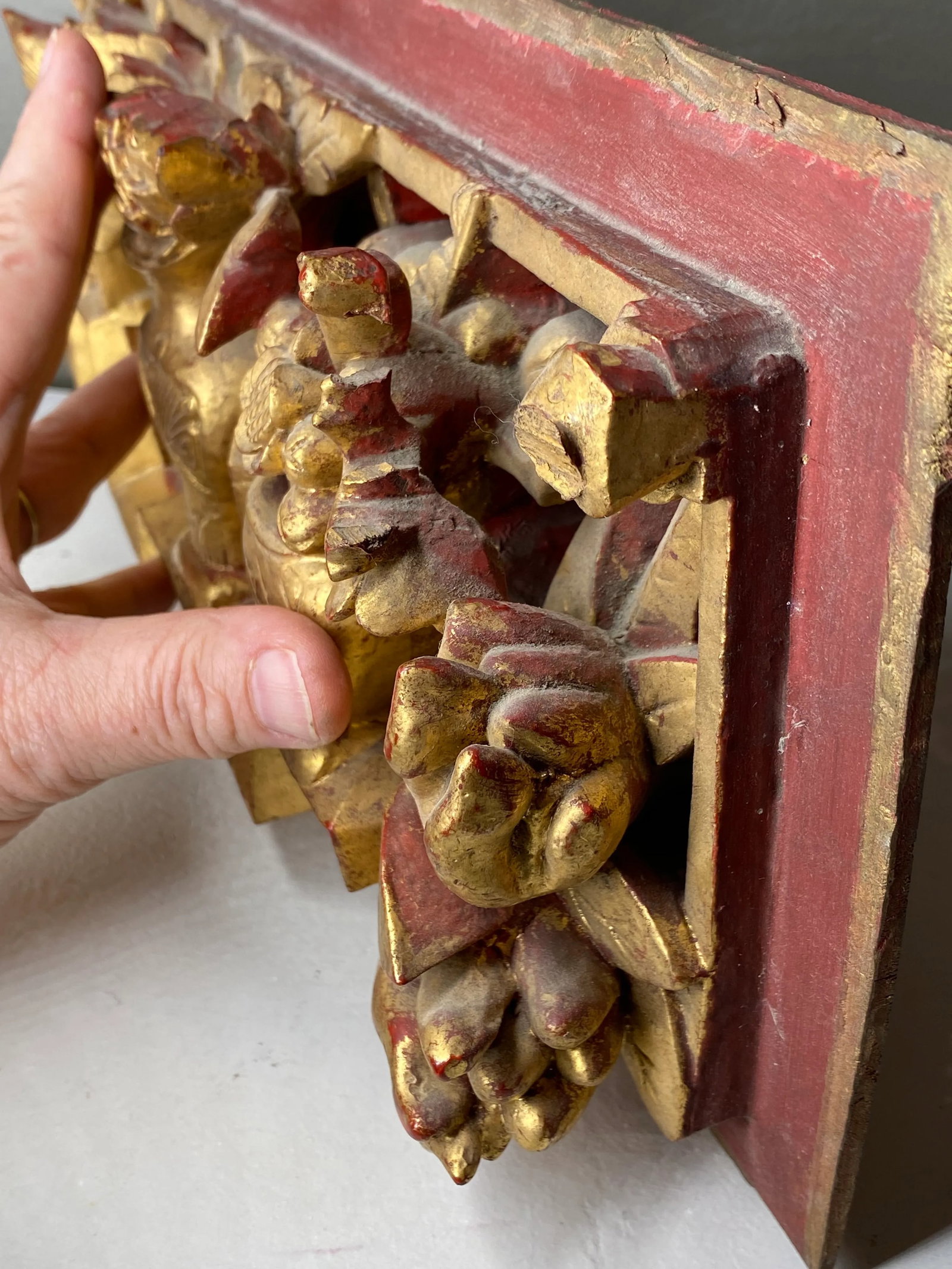 Antique Chinese Carved Gilt Panel - 7