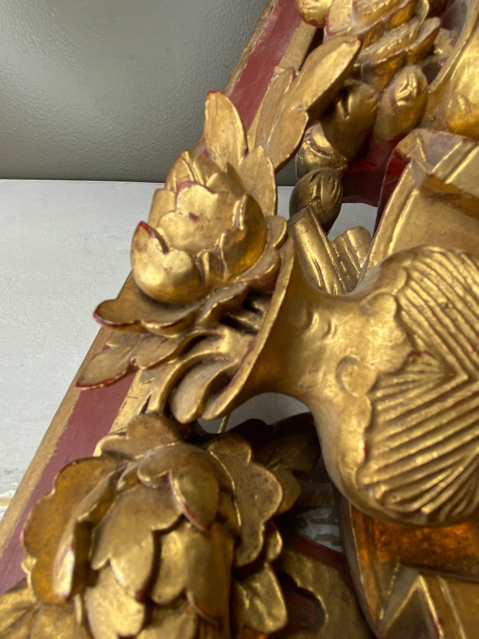 Antique Chinese Carved Gilt Panel - 9