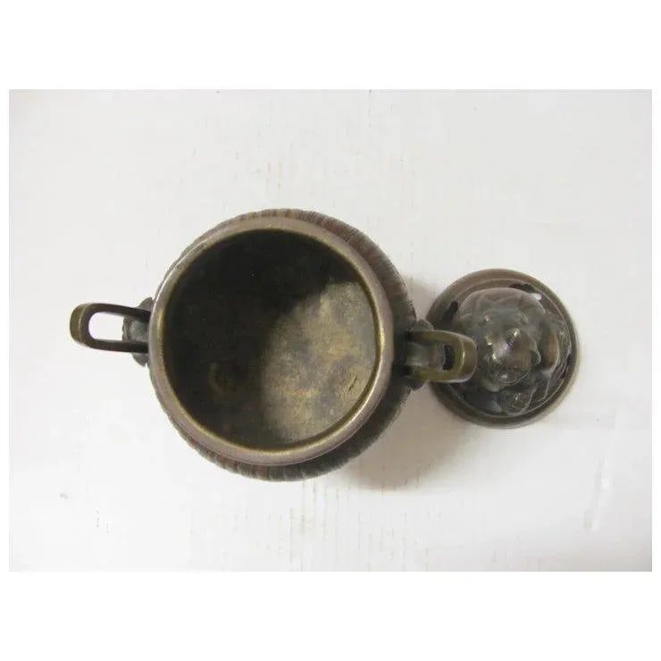1910s Chinese Bronze Incense Foo Dog Burner - 2