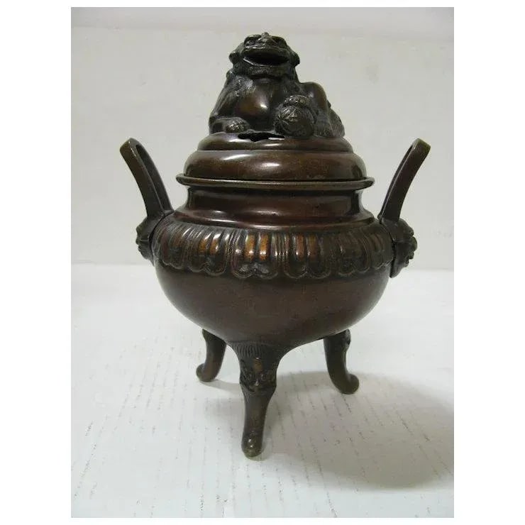 1910s Chinese Bronze Incense Foo Dog Burner - 3