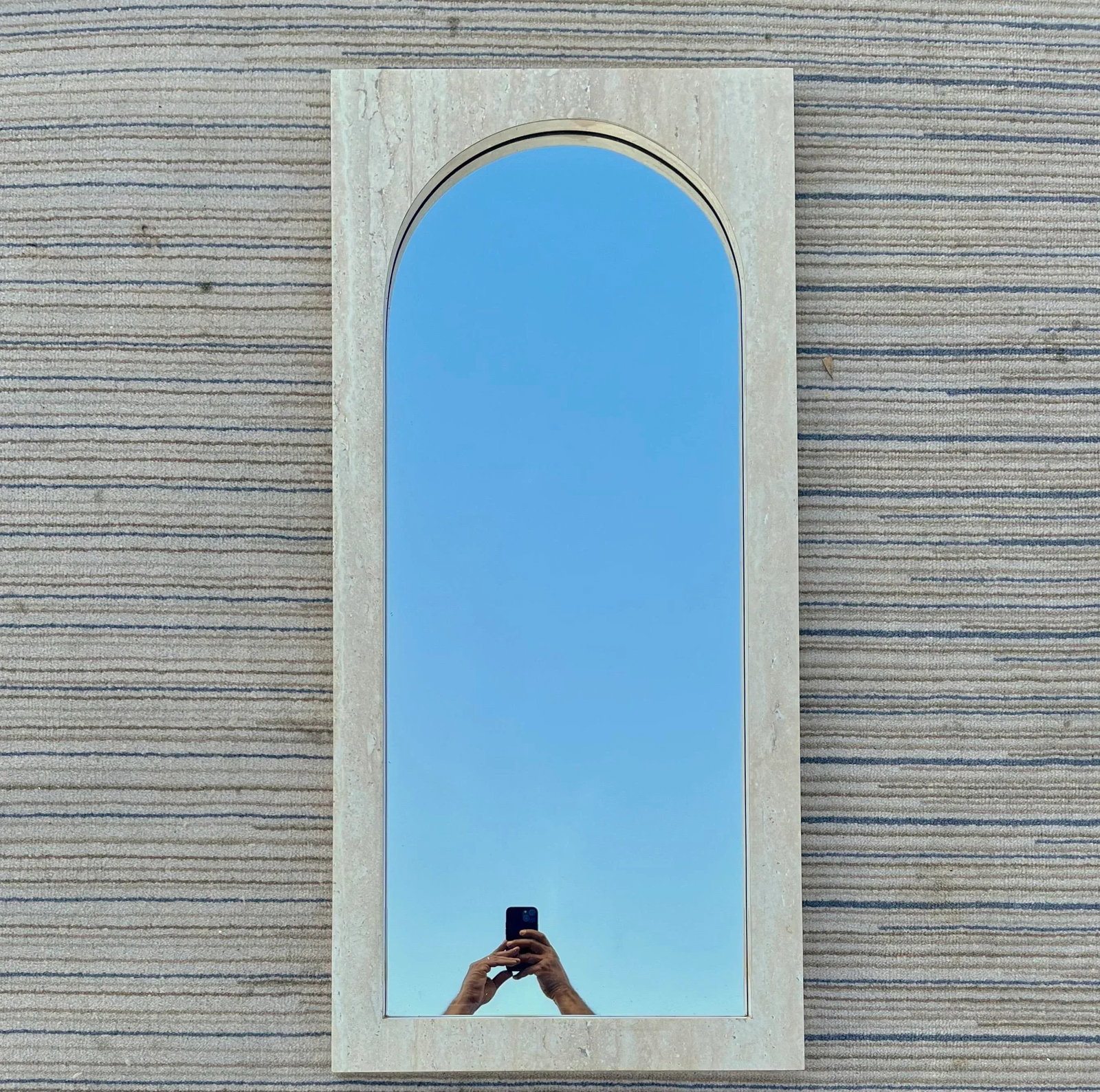 1980s Postmodern Marbleized Formica Wall Mirror - 10