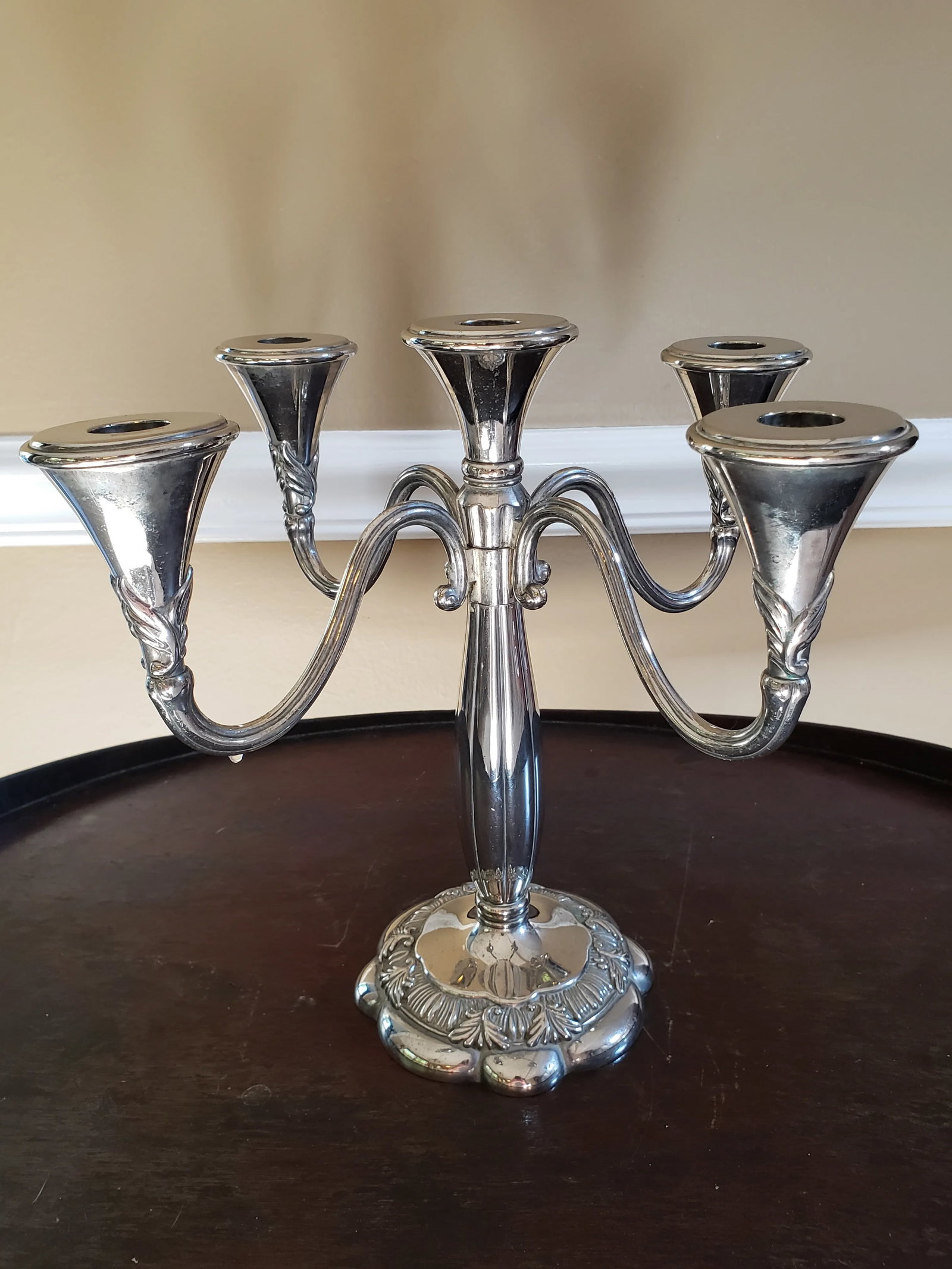 Vintage Silver Five-Light Candelabra Candlesticks - 6