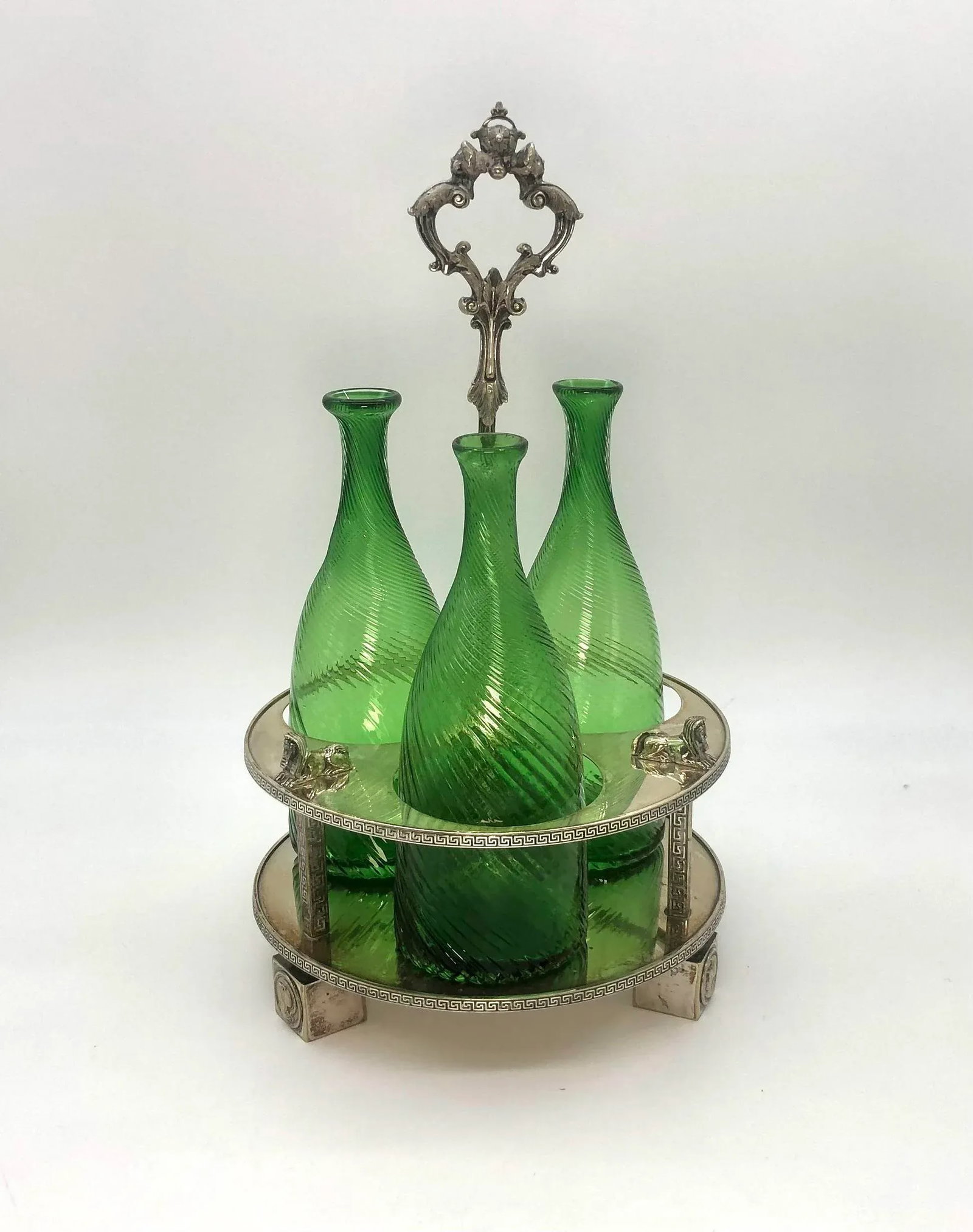 Late 19th Century Victorian Egyptian Revival Decanter Stand Set- 4 Pieces - 2