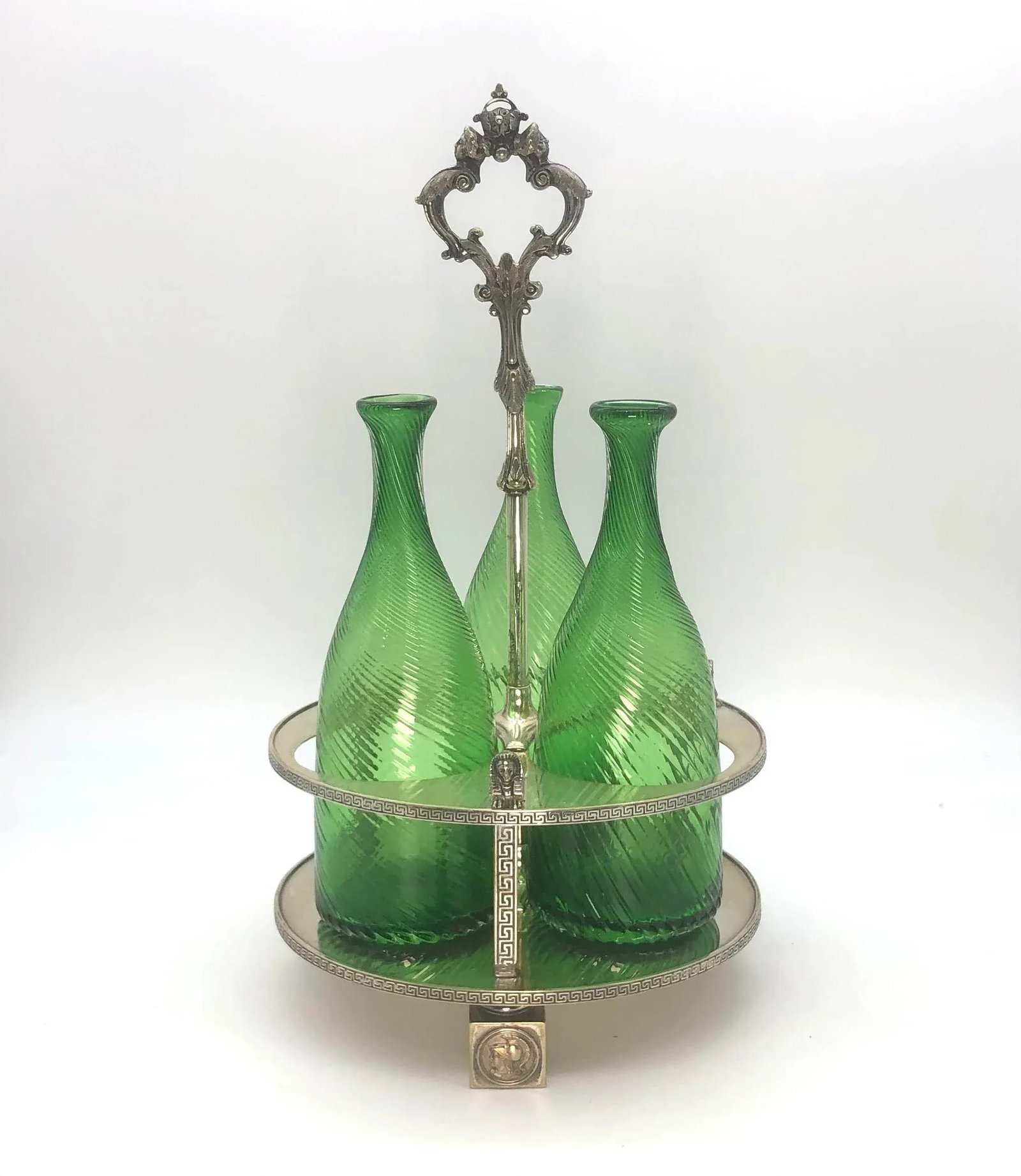 Late 19th Century Victorian Egyptian Revival Decanter Stand Set- 4 Pieces - 6