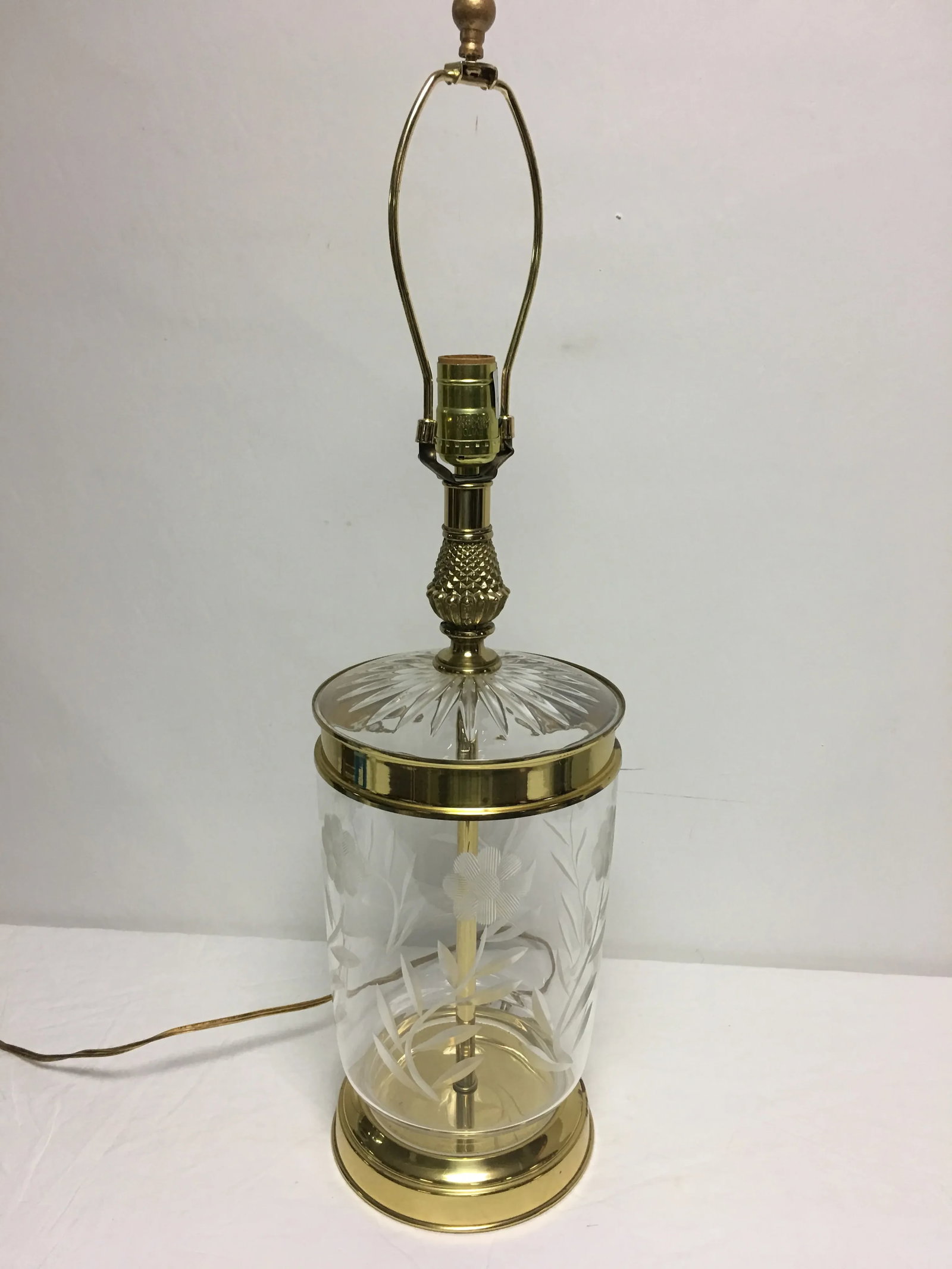 Vintage Crystal & Brass Table Lamp - 2