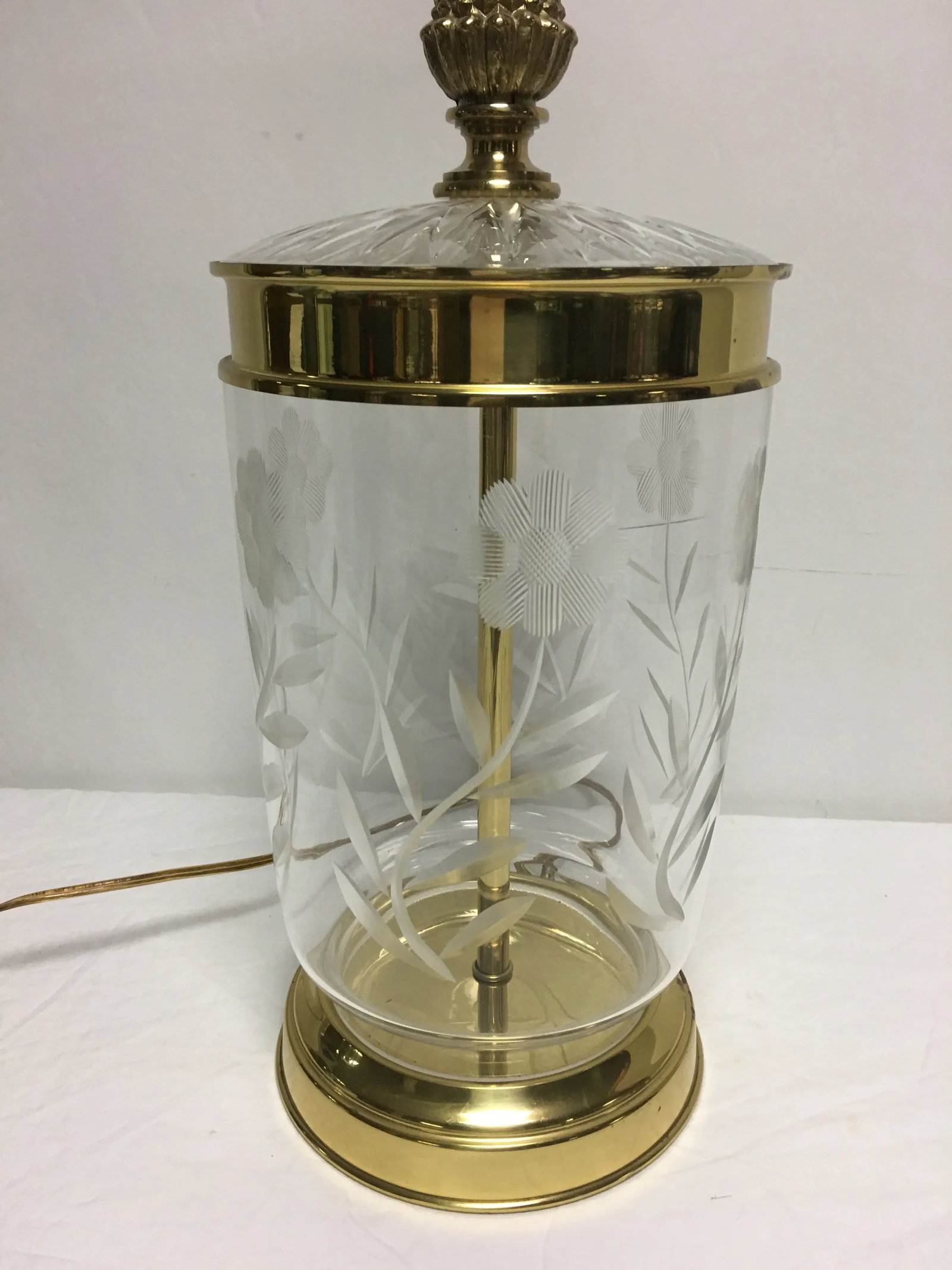 Vintage Crystal & Brass Table Lamp - 3