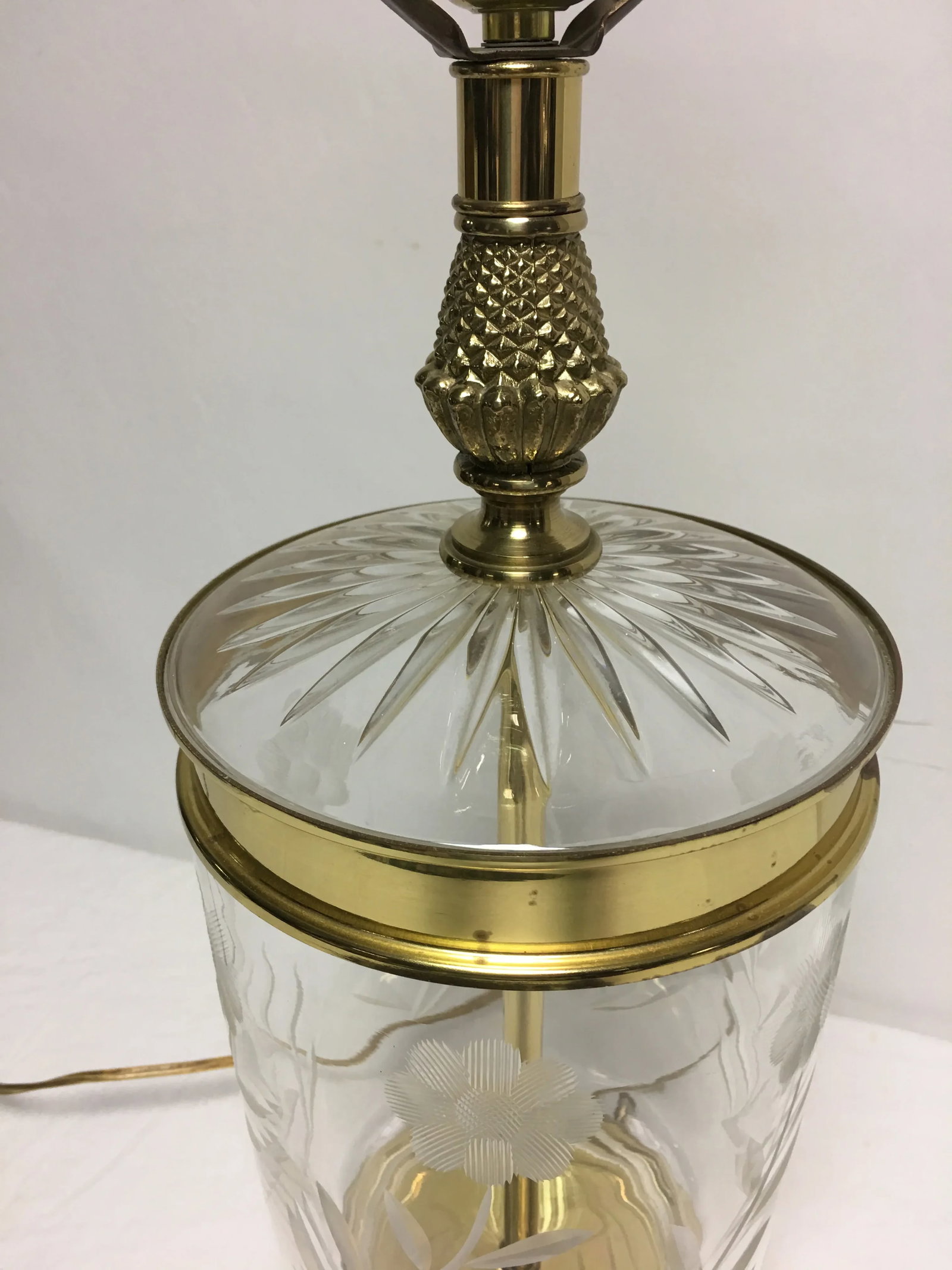 Vintage Crystal & Brass Table Lamp - 4