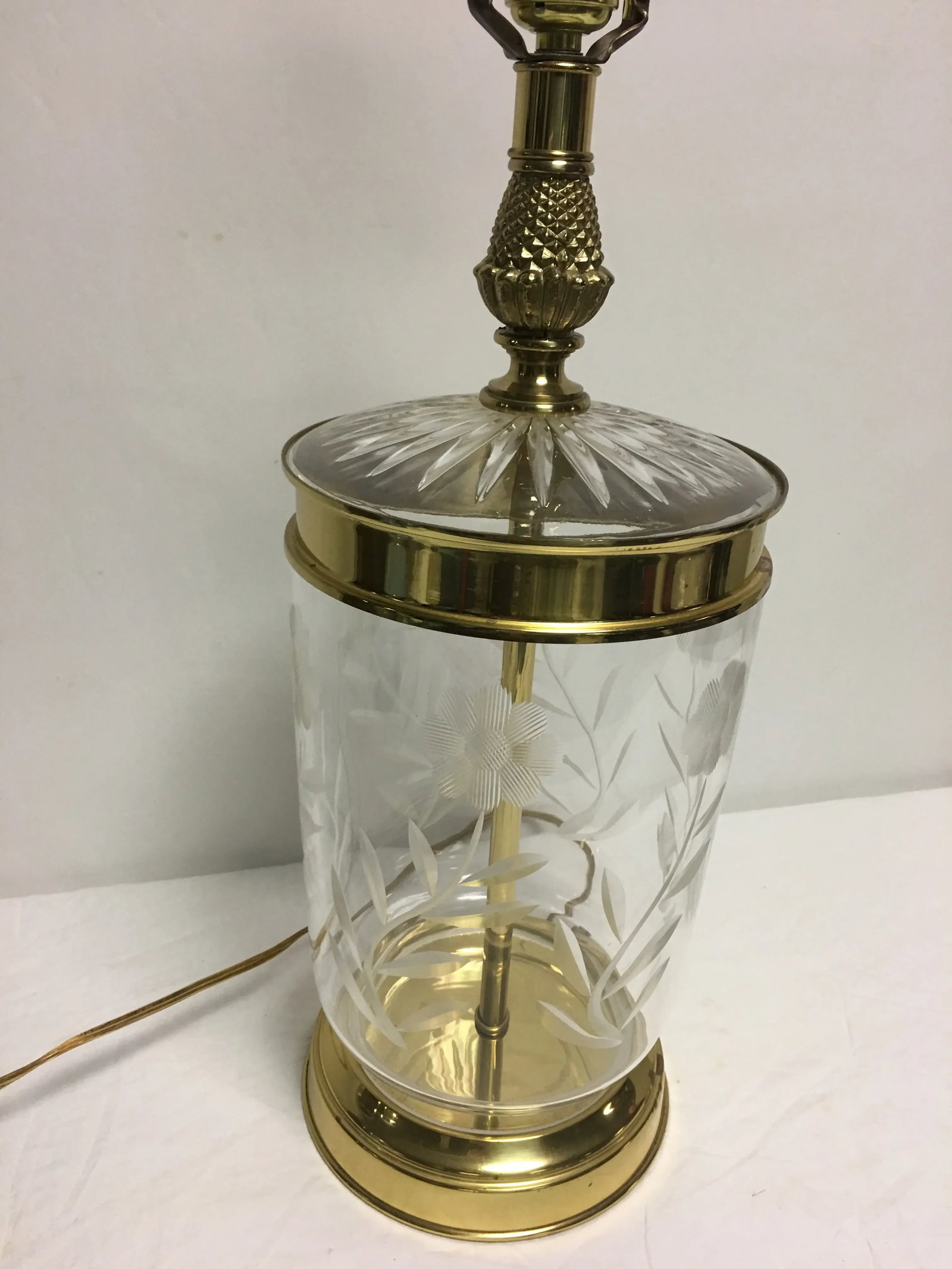 Vintage Crystal & Brass Table Lamp - 6
