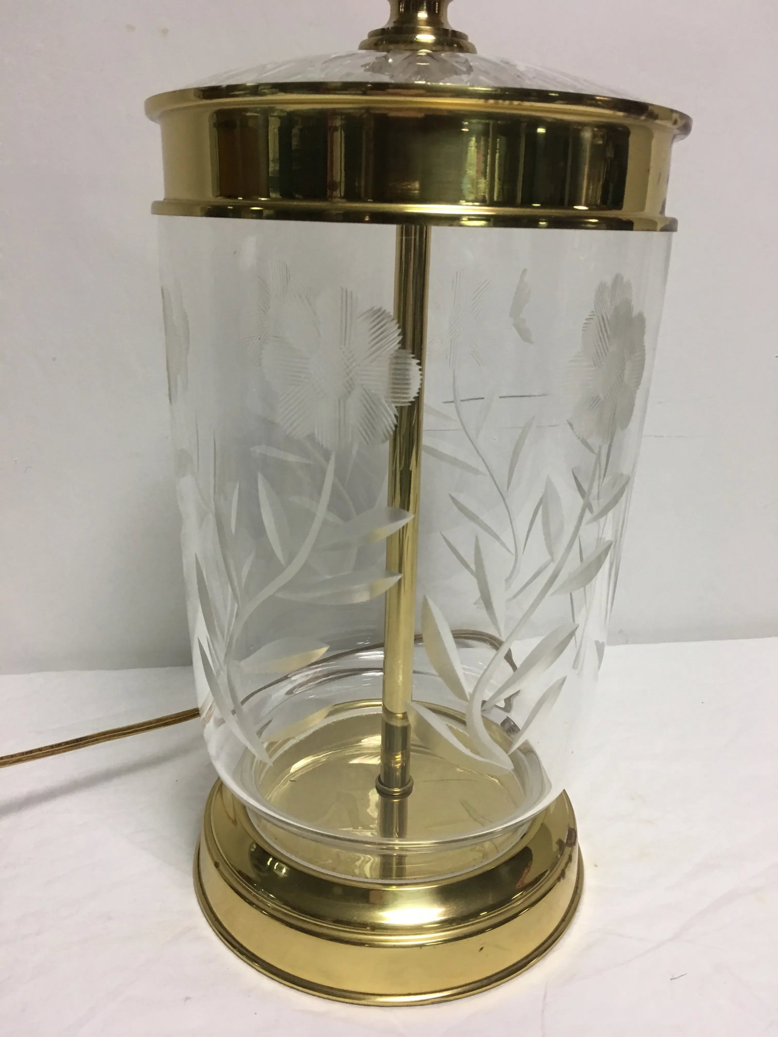 Vintage Crystal & Brass Table Lamp - 8
