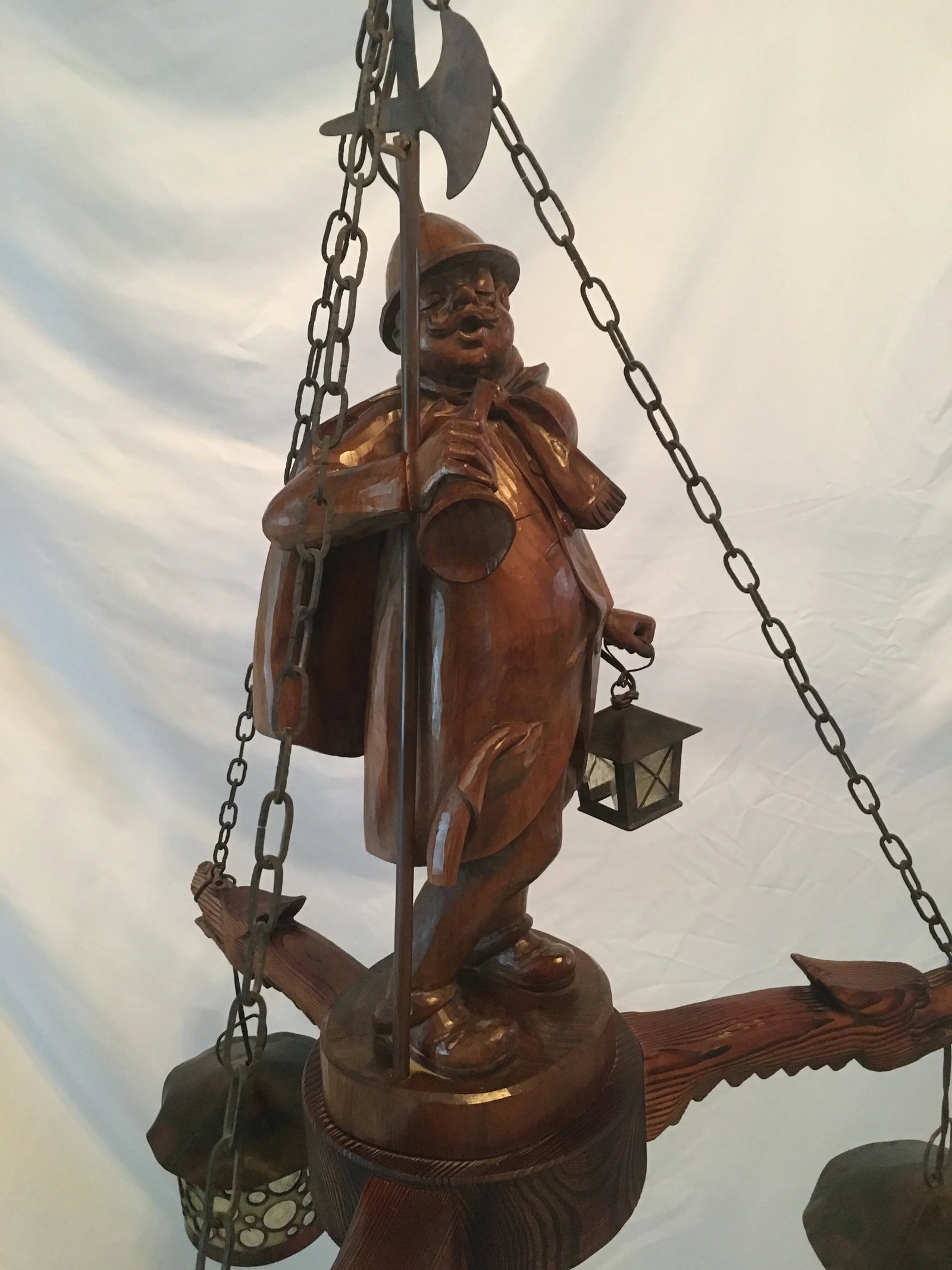 1930s German Carved Night Watchman Chandelier - 2