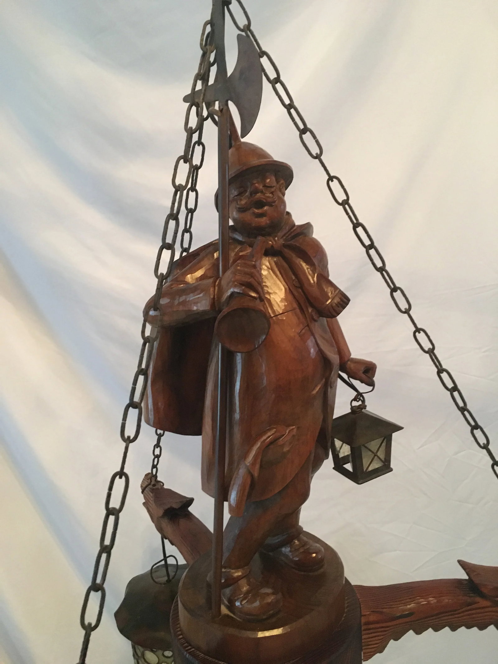 1930s German Carved Night Watchman Chandelier - 6