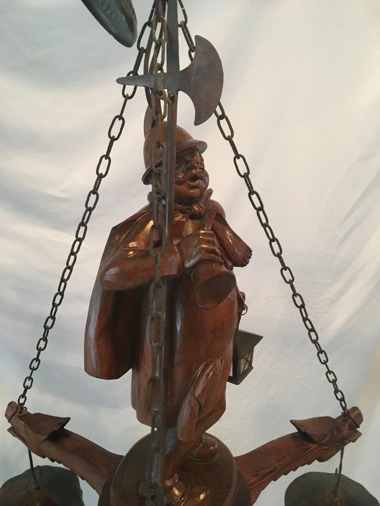 1930s German Carved Night Watchman Chandelier - 8