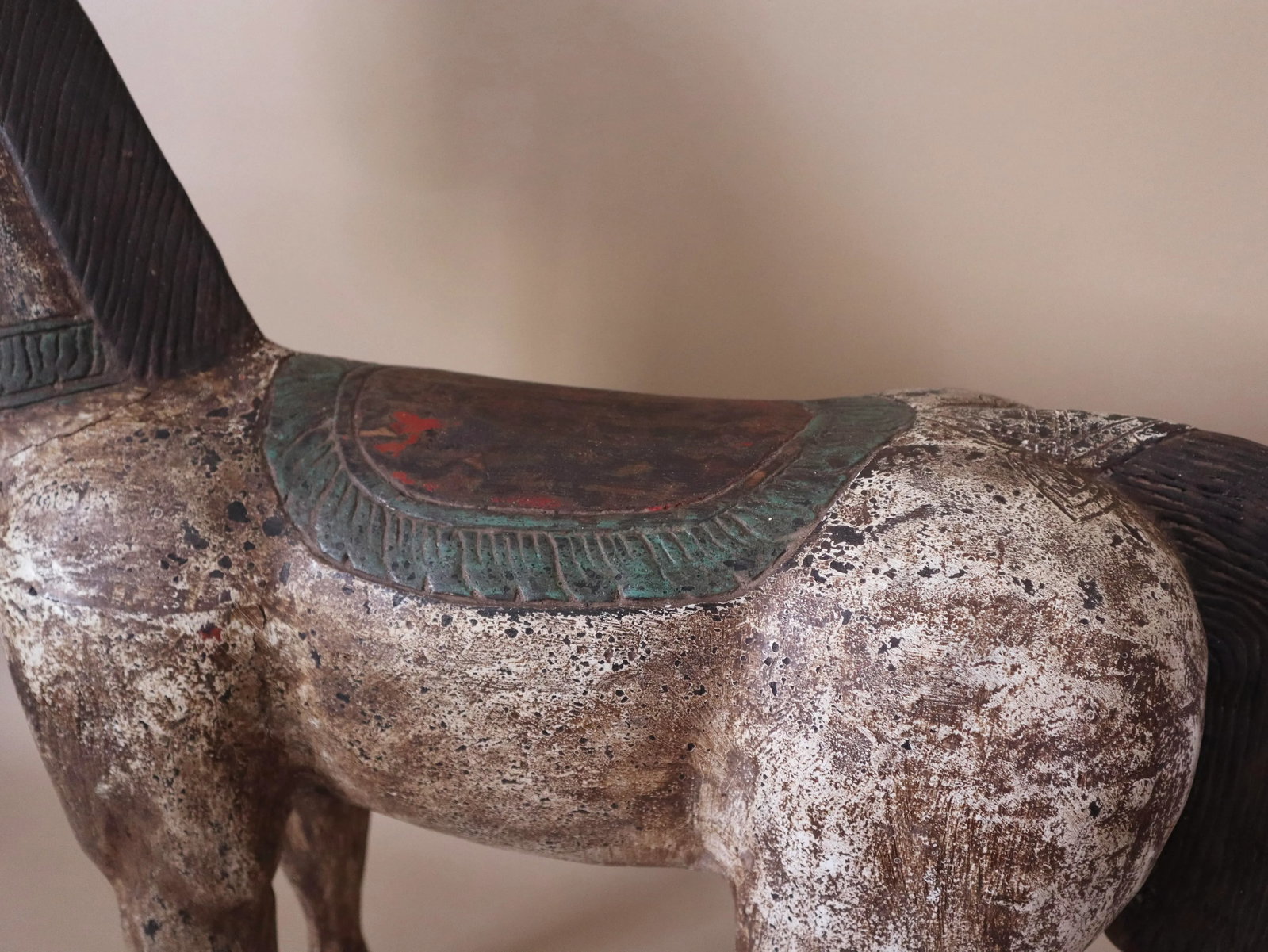 Antique XL Carved Wood Horse - 3