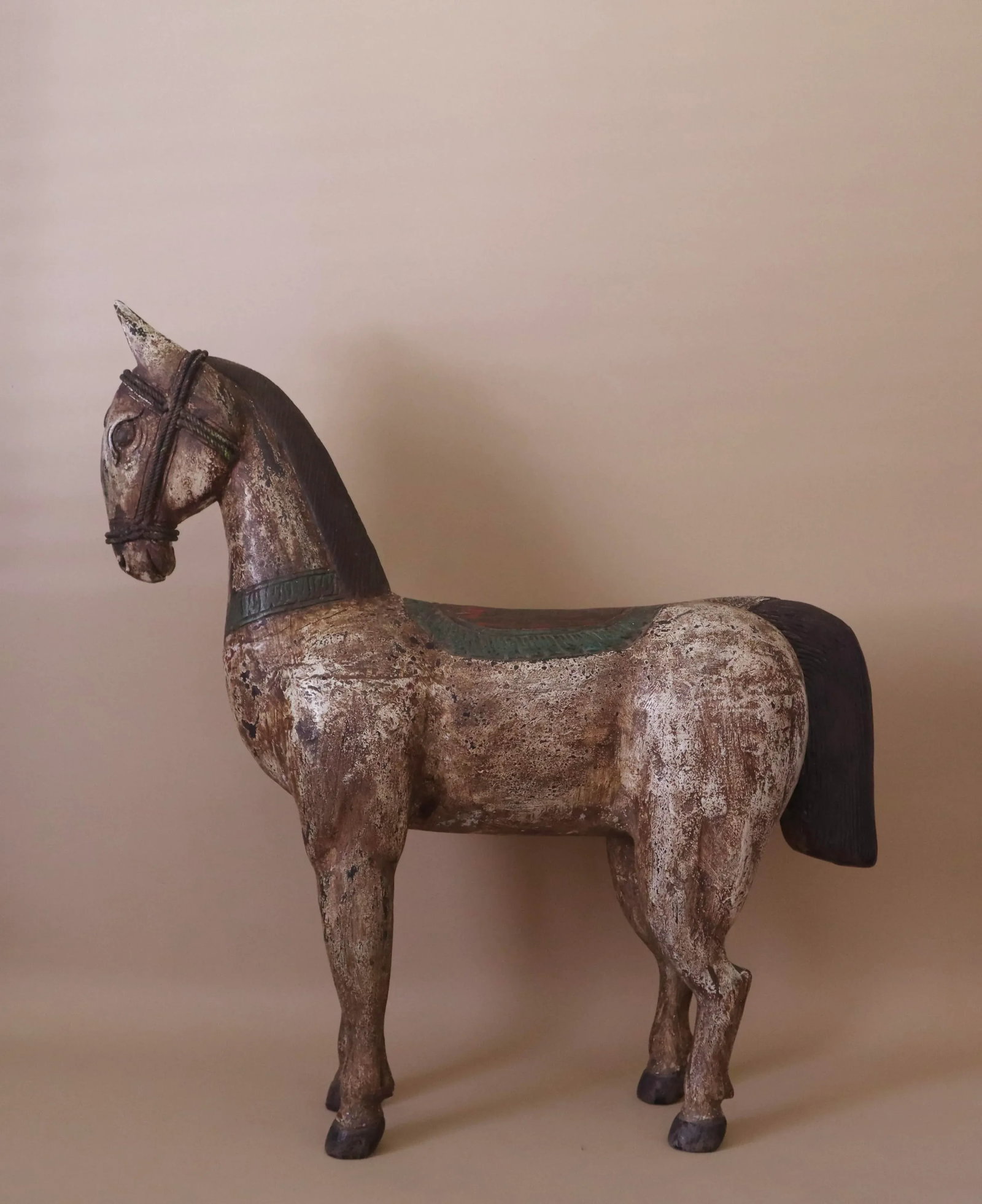 Antique XL Carved Wood Horse - 5