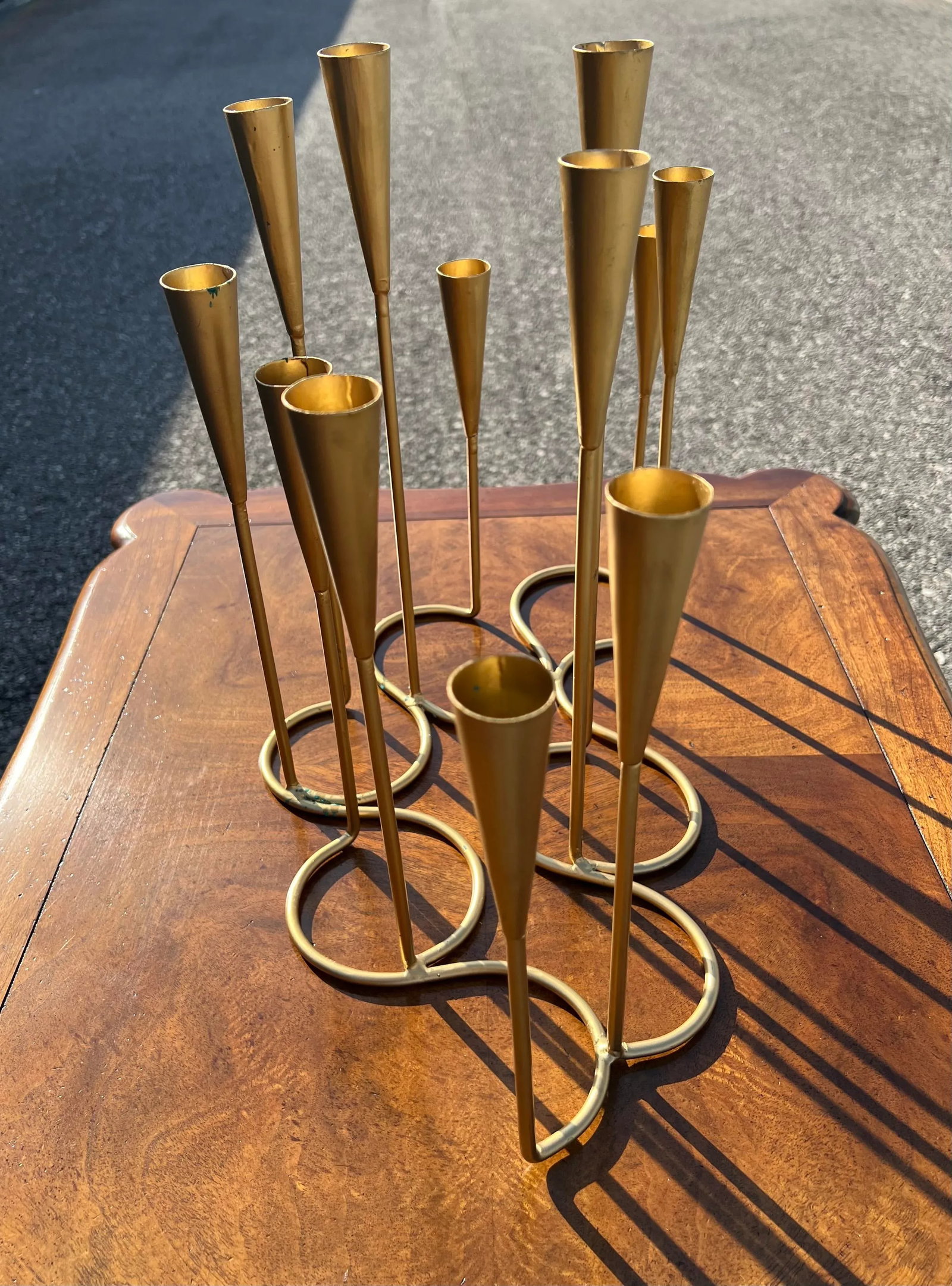 1960s Daisy Bronze Candle Holder - 2