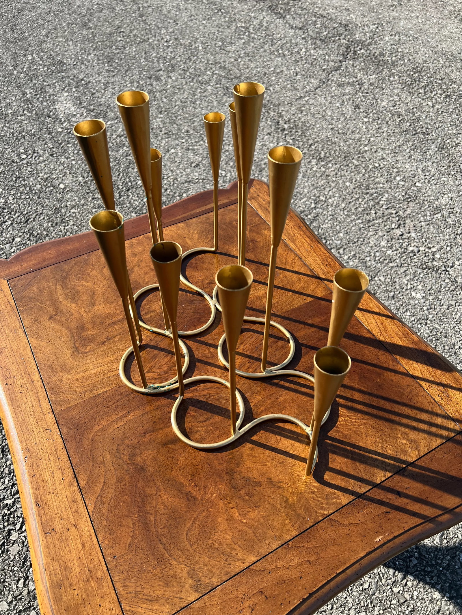 1960s Daisy Bronze Candle Holder - 5