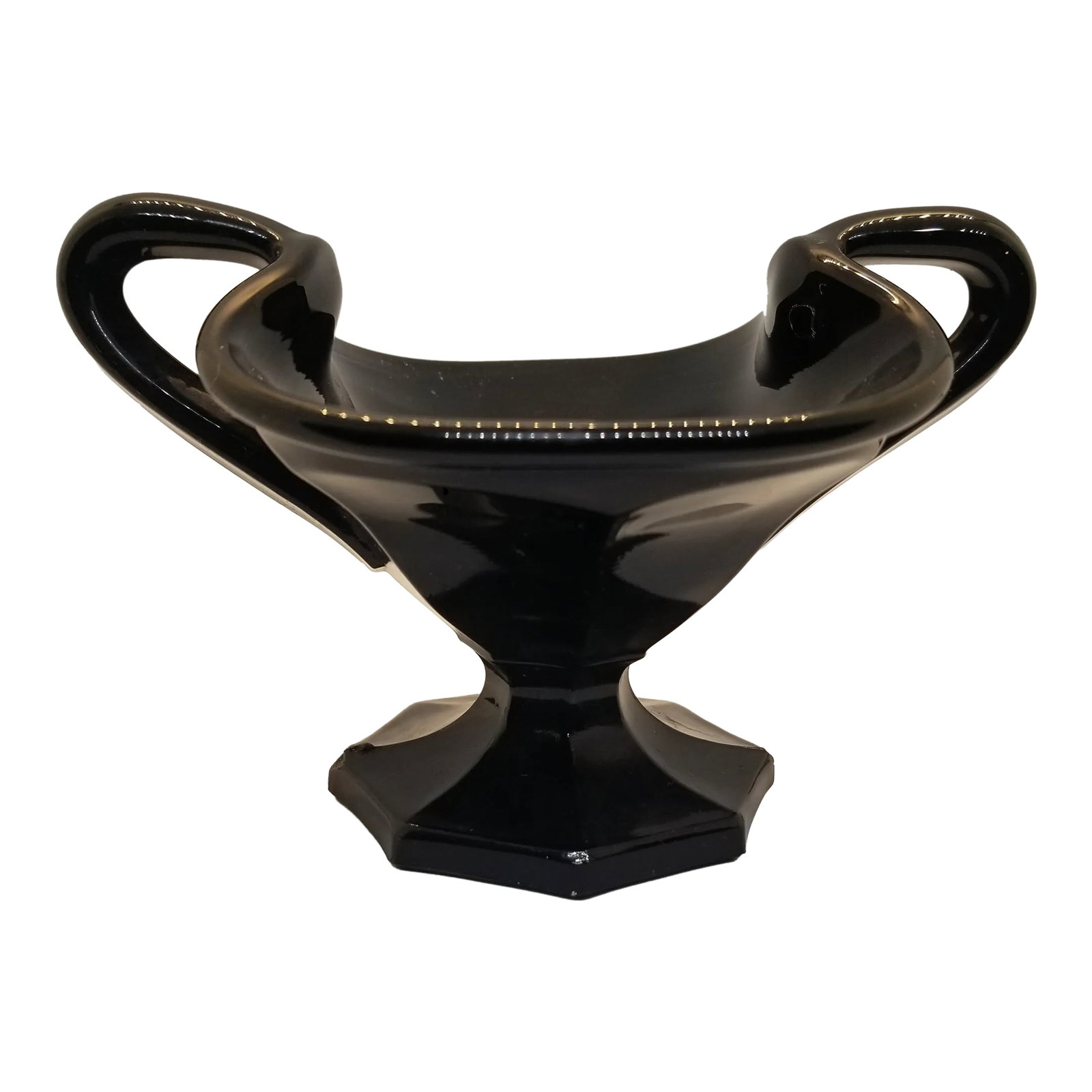 Vintage Vintage Black Amethyst Glass Footed Ruffled Dish Candy (1 of 4)