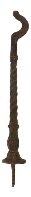 Victorian Cast Iron Plant Screw Hook: Rusted black cast iron twisted Victorian plant hook. Condition: Alterations: Original Condition Unaltered Imperfections: Some Imperfections Condition Notes: Good - Moderate wear and tear, but still