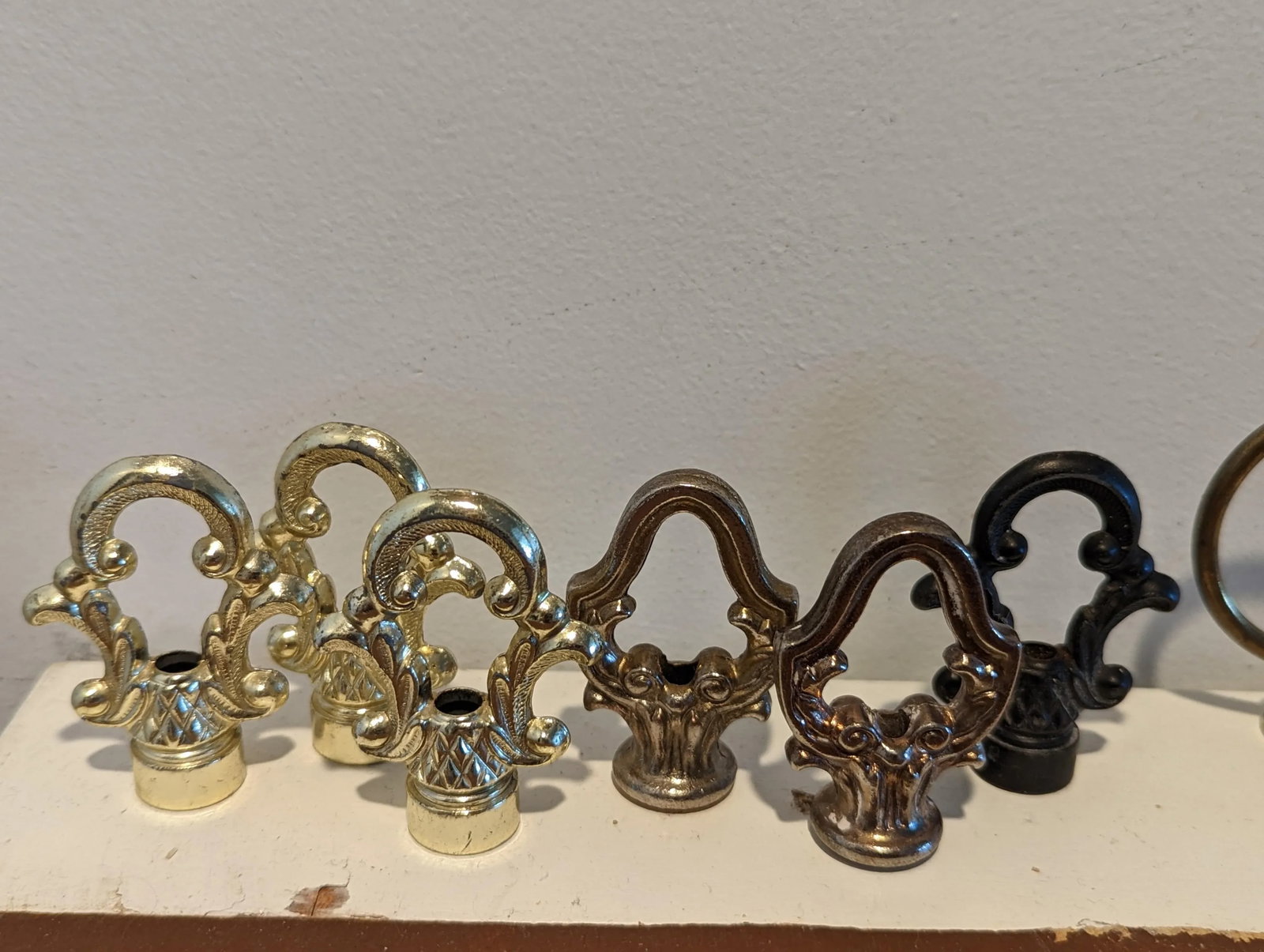 Vintage 80's End Cap Finial Hooks Variety of Finishes - Set of 6 - 3